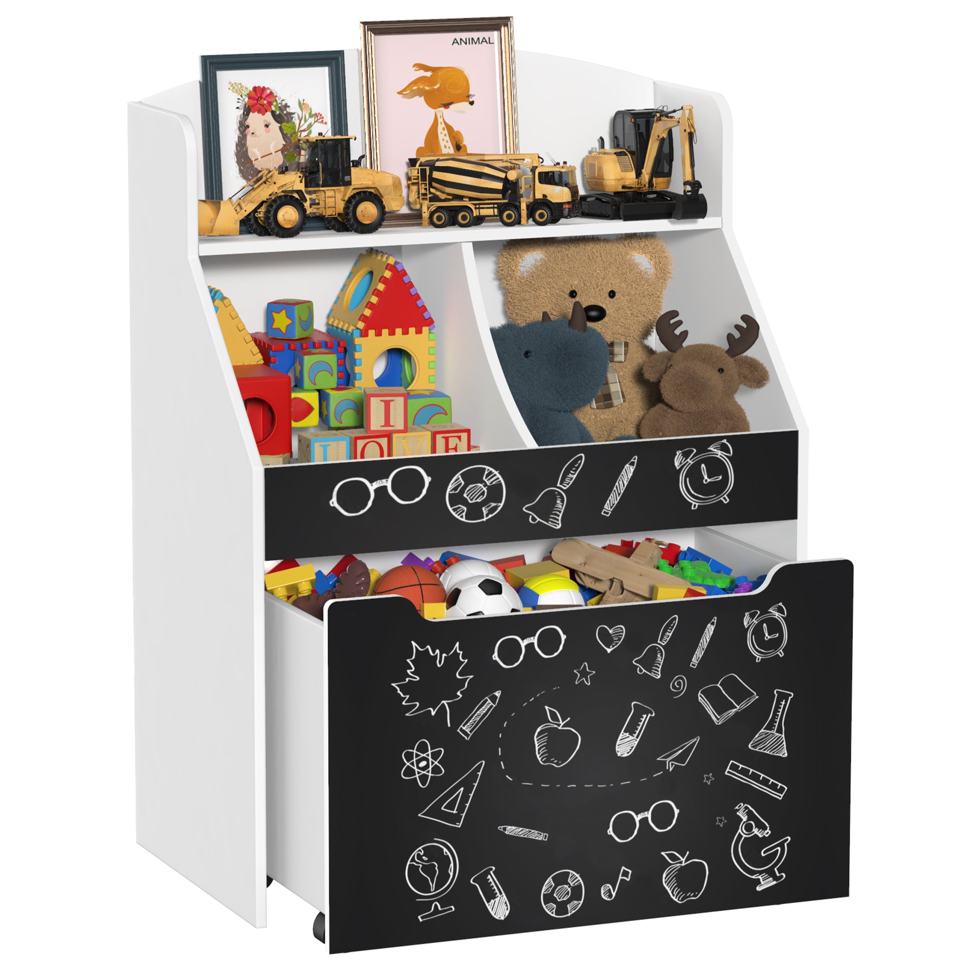 Wood Kids Organize Storage Cabinet with Blackboard