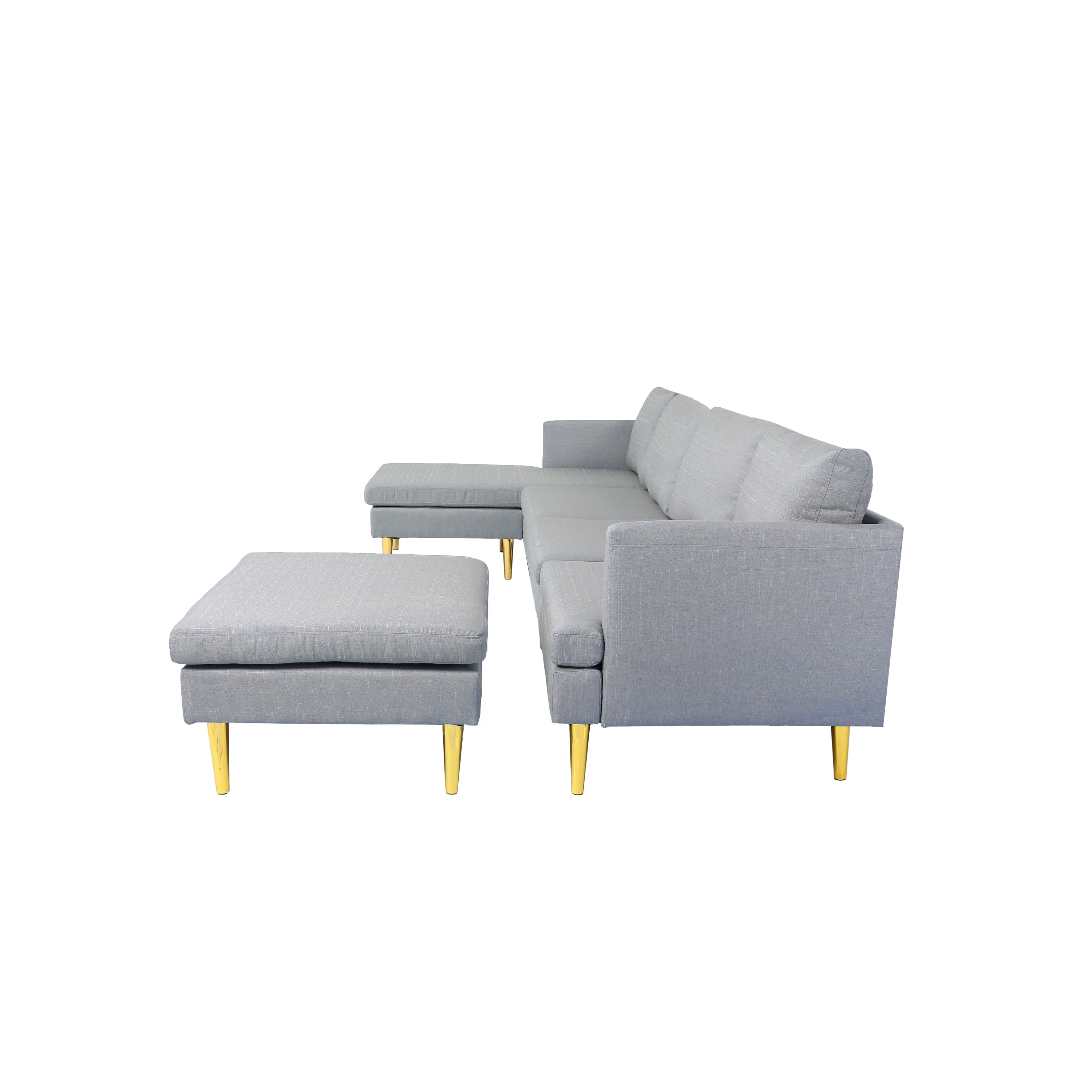 Modern Convertible sectional sofa Light Grey Polyester