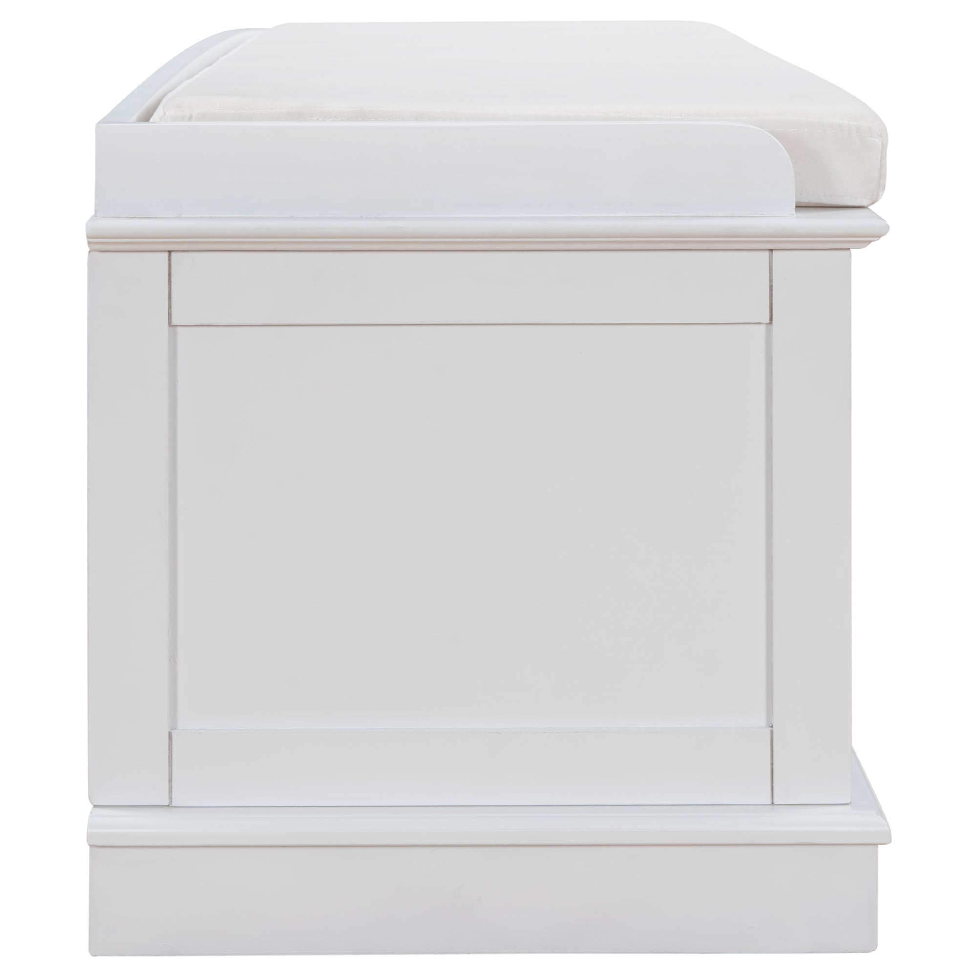 TREXM Storage Bench with Adjustable Shelves (White)