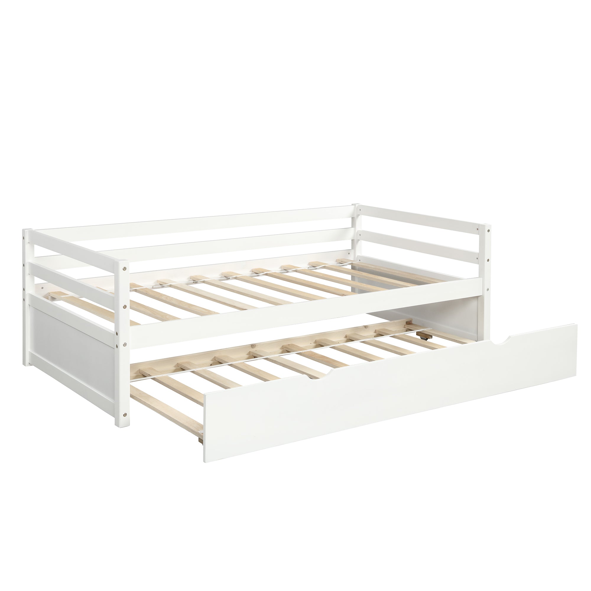 Daybed with Trundle Frame Set Twin Size (White)