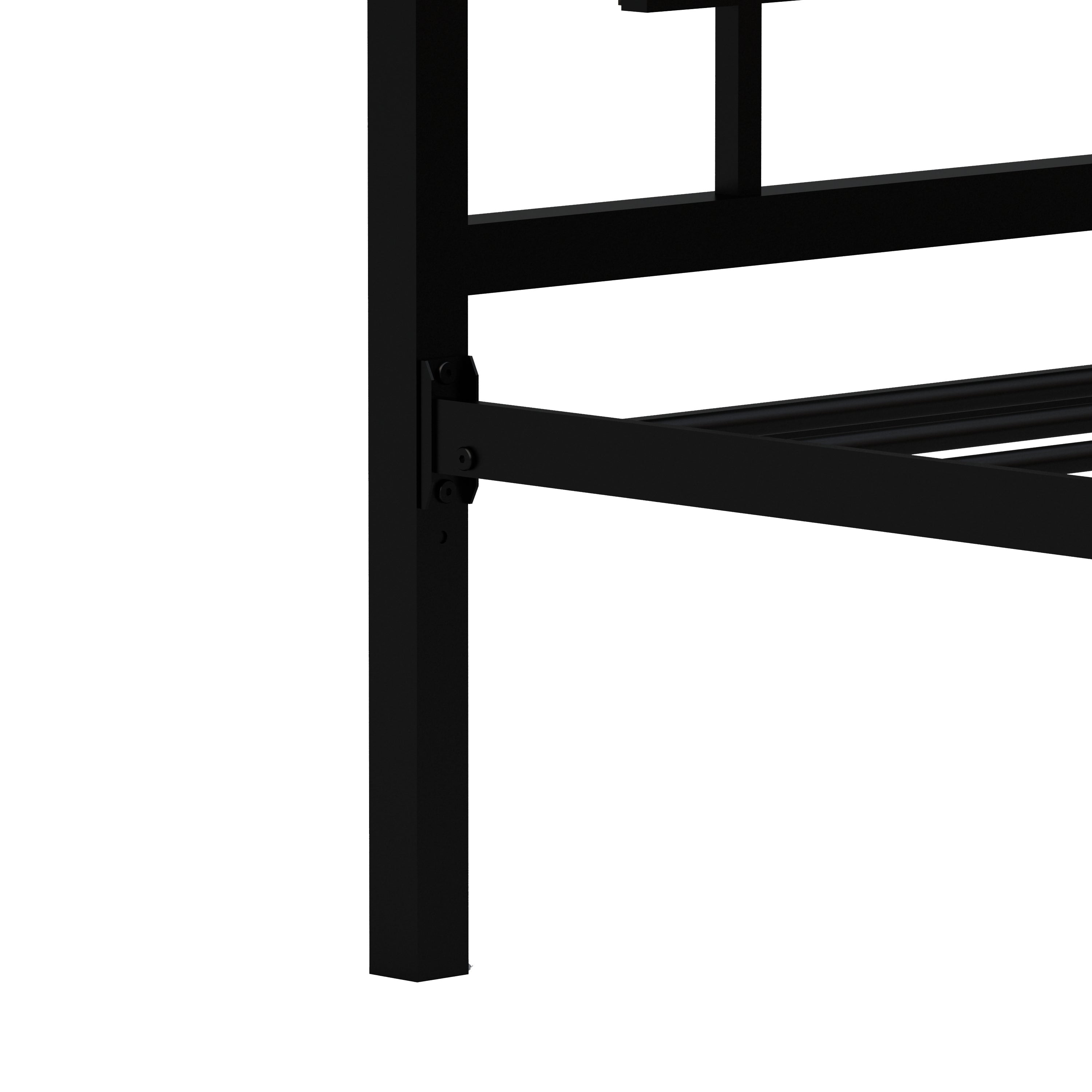 Metal Bed Frame Full  Size Platform No Box Spring Needed with Square (Black)