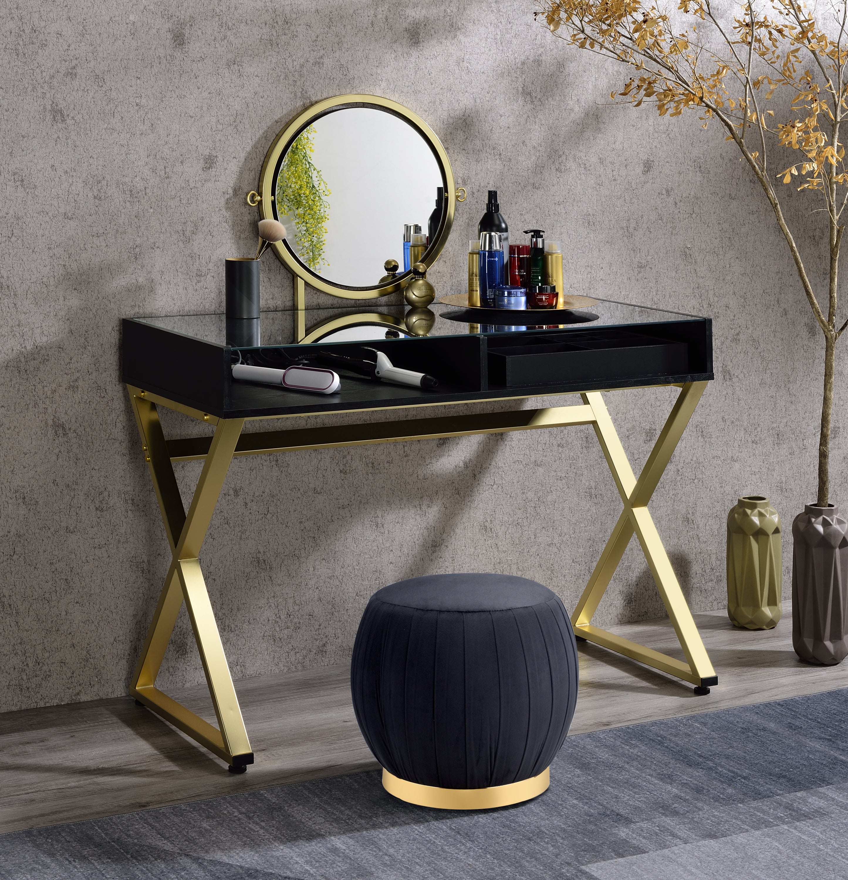 ACME Coleen Vanity Desk w/Mirror (Black)
