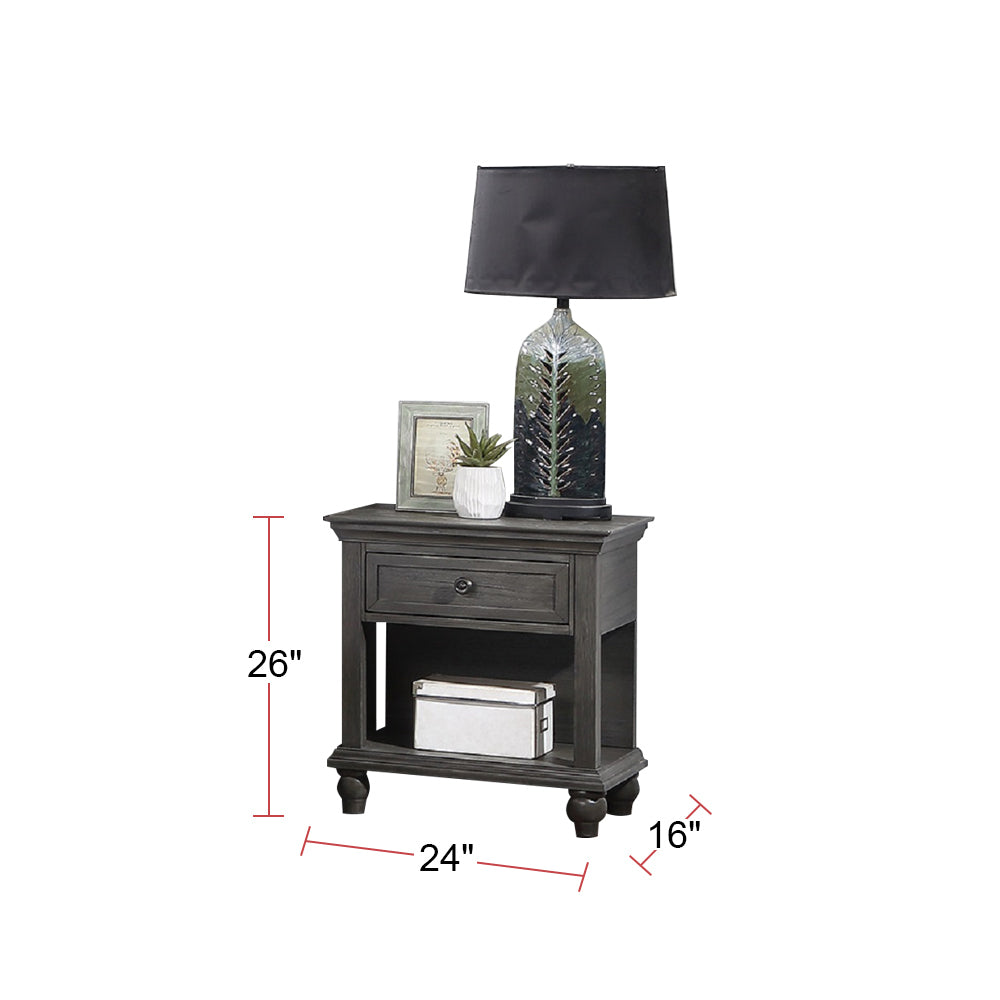 1 Drawer Nightstand with Bottom Shelf In (Gray)