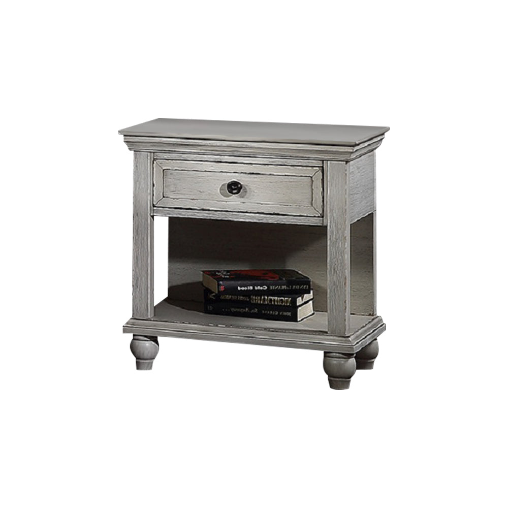 1 Drawer Nightstand with Bottom Shelf In Antique (White)
