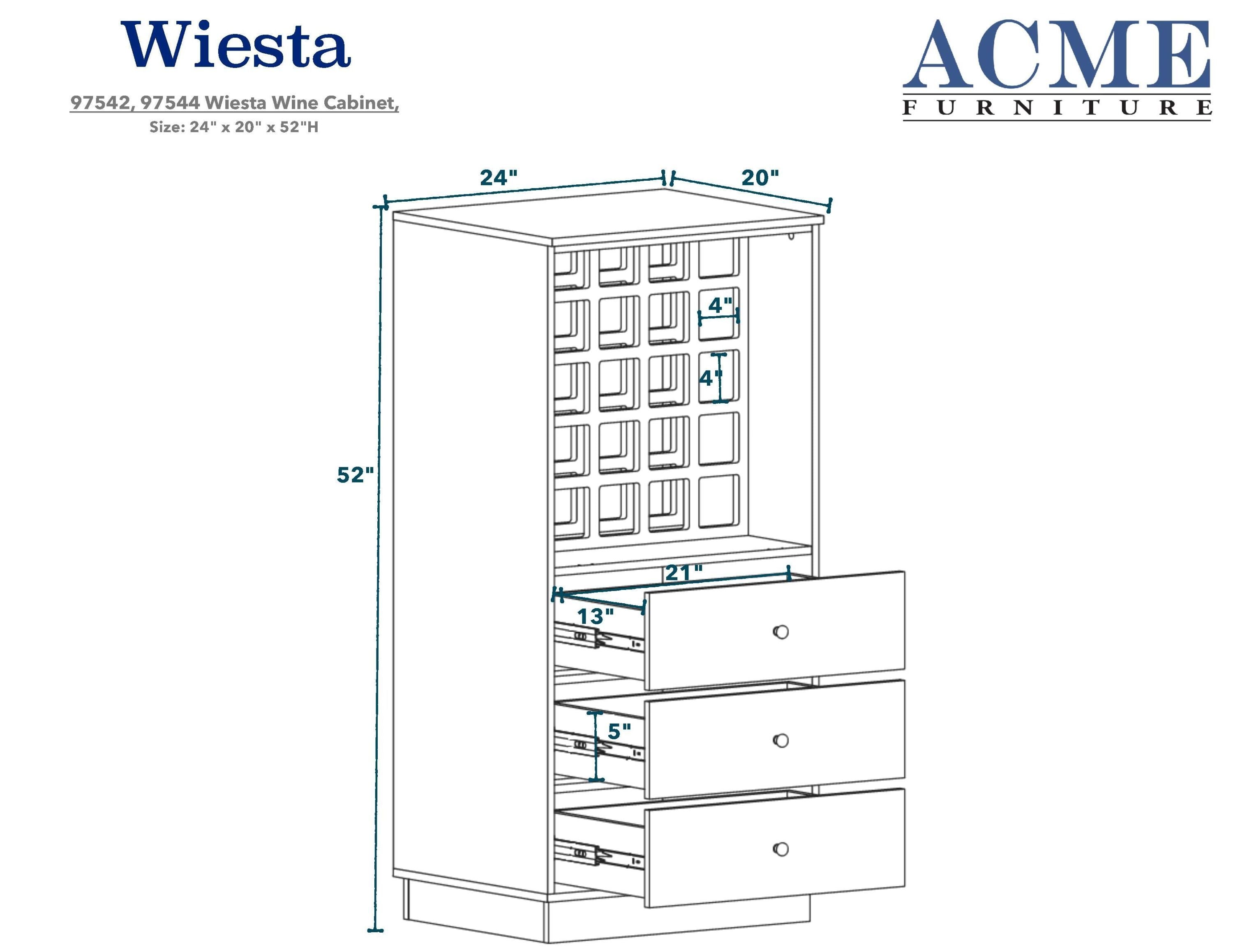 ACME Wiesta Wine Cabinet in Antique (White)