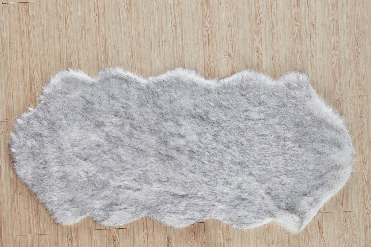 3.25' x 2.33' Luxury Decorative Hand Tufted Faux Fur Sheepskin Area Rug (Gray)