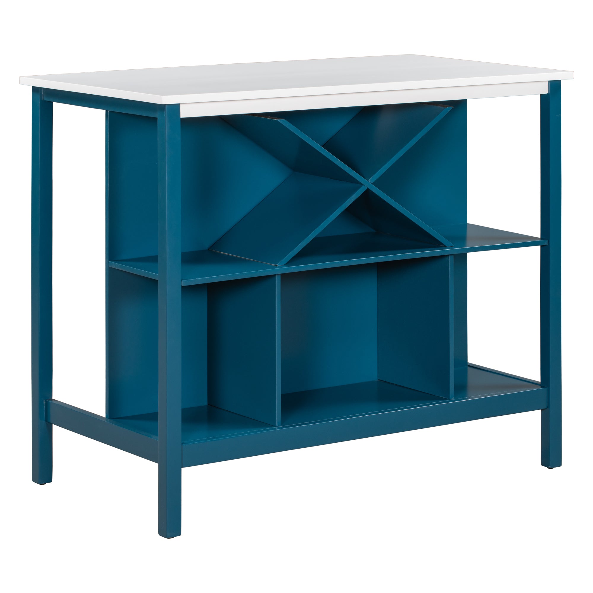 TOPMAX Wooden Dining Table (Blue Frame + White Countertop)