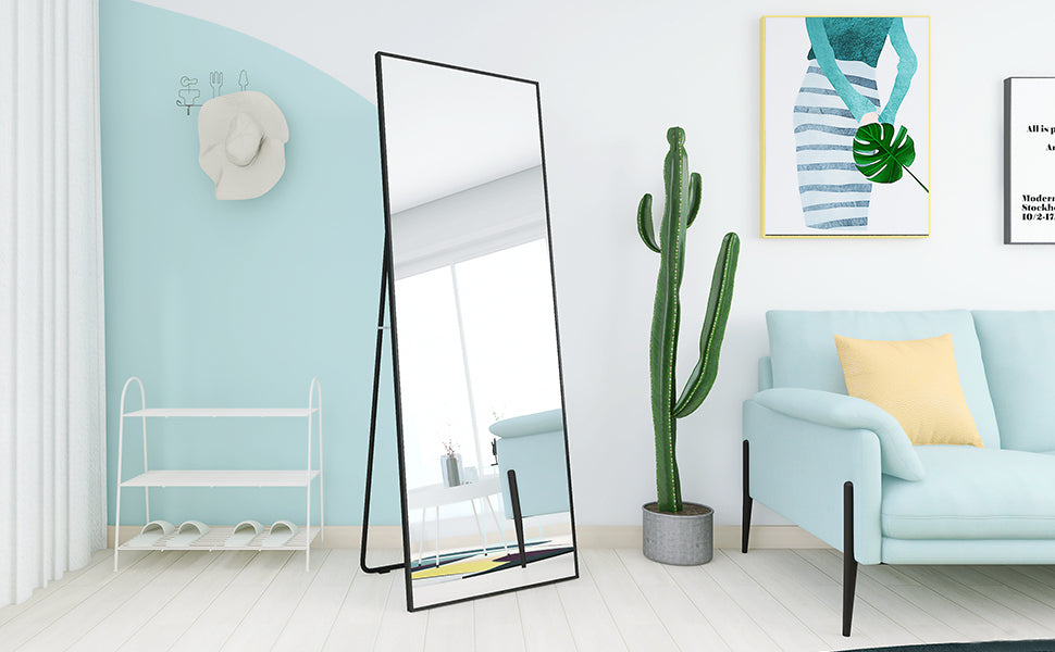 Full Length Mirror Hanging Standing or Leaning (Black)