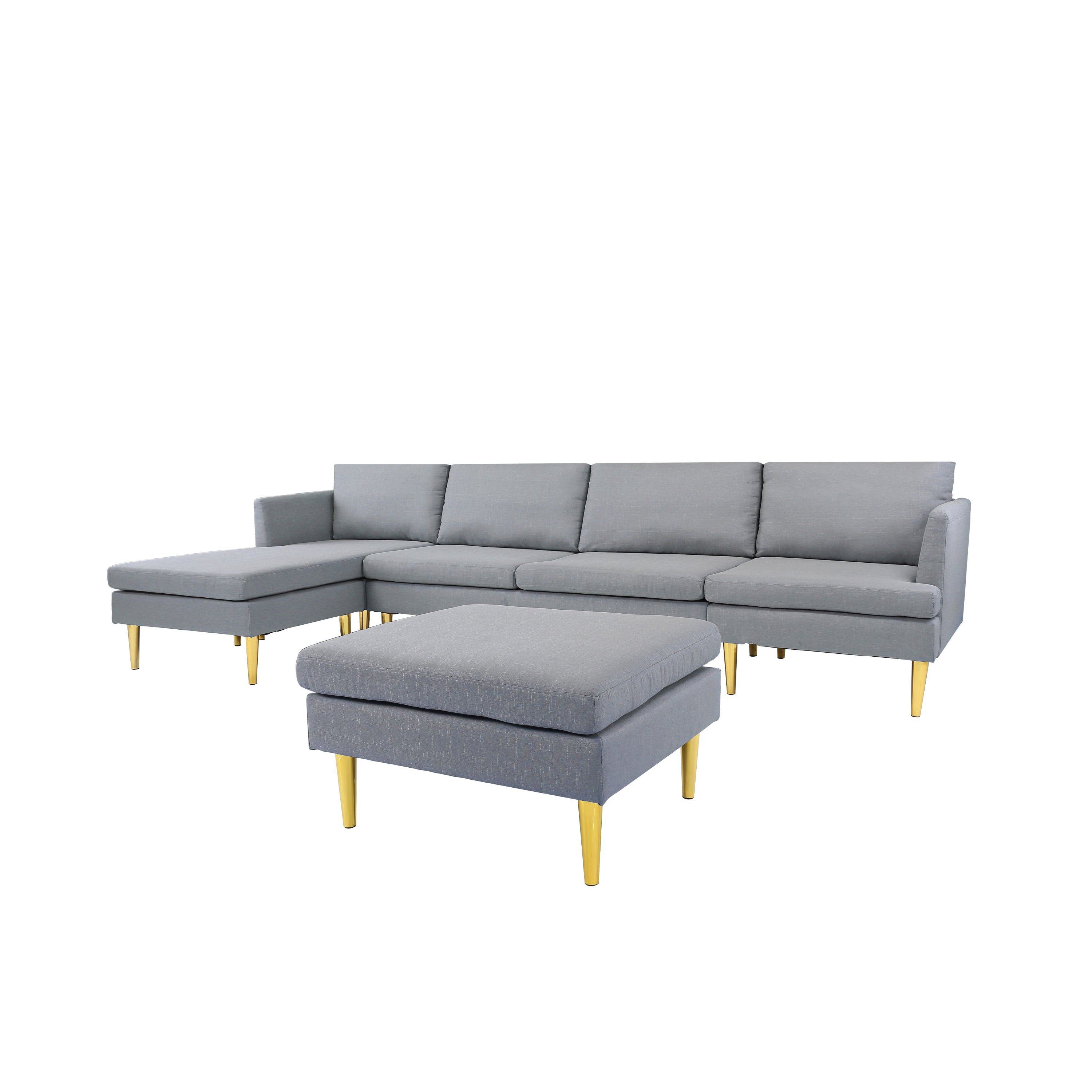 Modern Convertible sectional sofa Light Grey Polyester