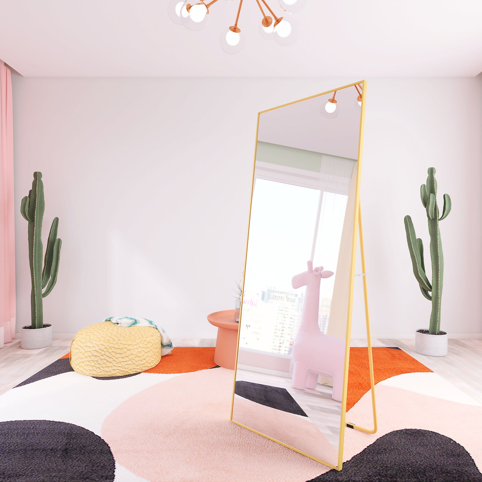 Full Length Mirror Hanging Standing or Leaning (Gold)