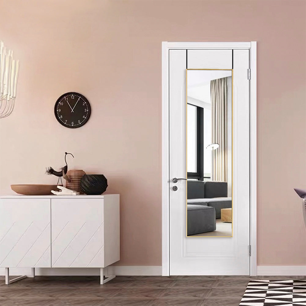 Full Length Mirror with Hanging Hooks for Door (Gold)