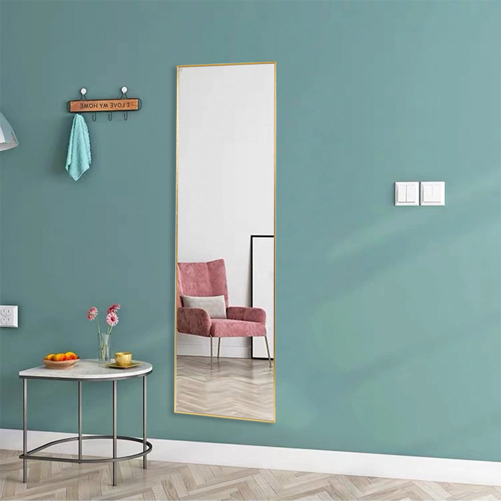 Full Length Mirror with Hanging Hooks for Door (Gold)