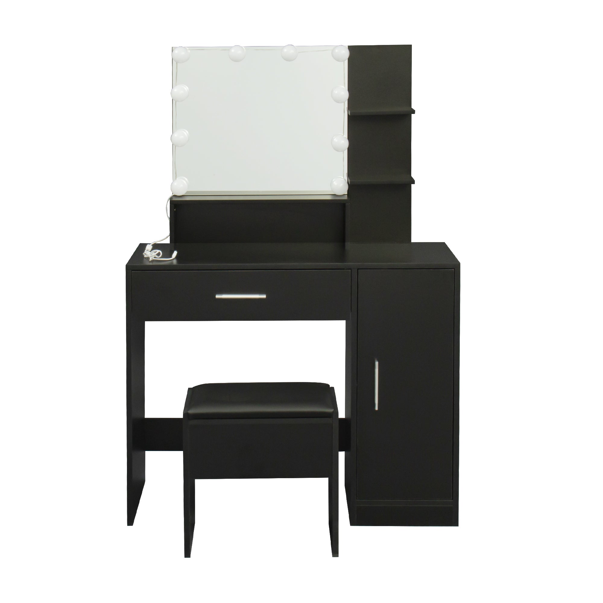 Dressing table with 1 Drawers, 1 cabinet (Black)