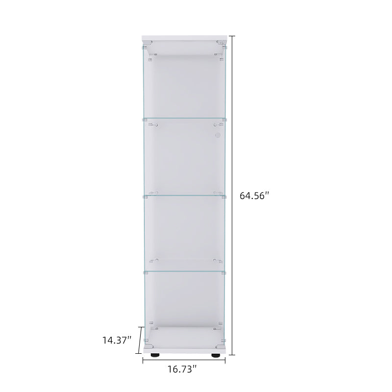 Glass Display Cabinet 4 Shelves with Door (White)