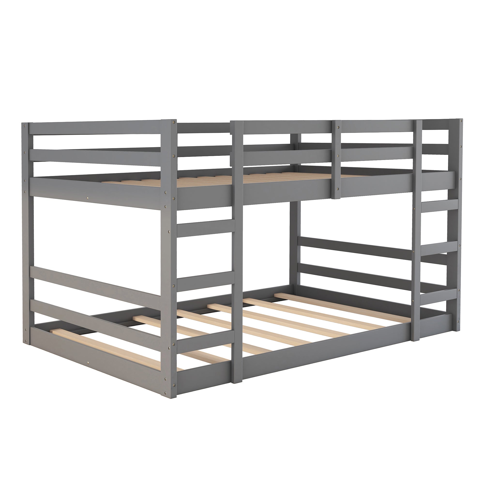Full Over Full Bunk Bed with Ladder (Gray)