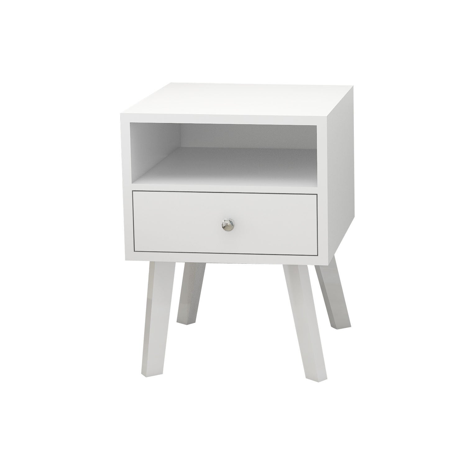 Mid-Century Modern Bedside Table (White)