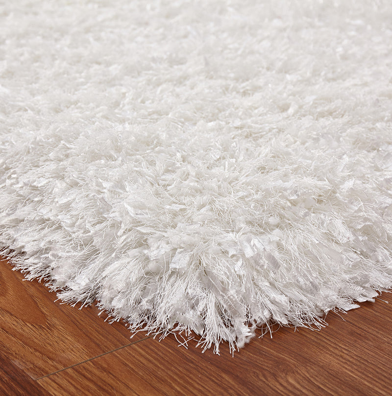 5' x 7' Coral  Hand Tufted Shag Area Rug (White)