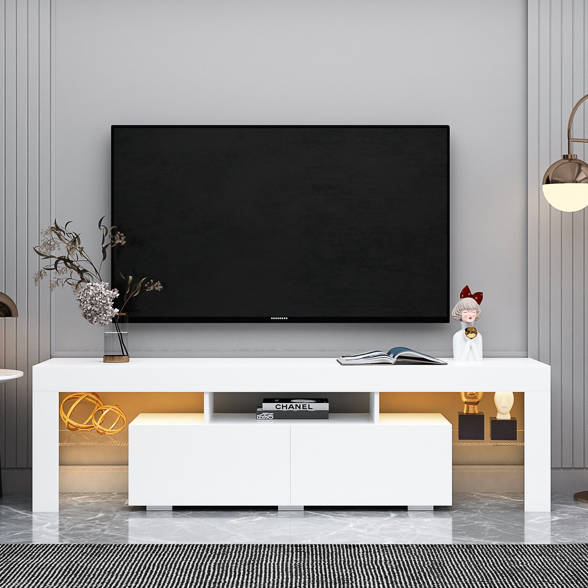 Modern TV Cabinet LED (White)