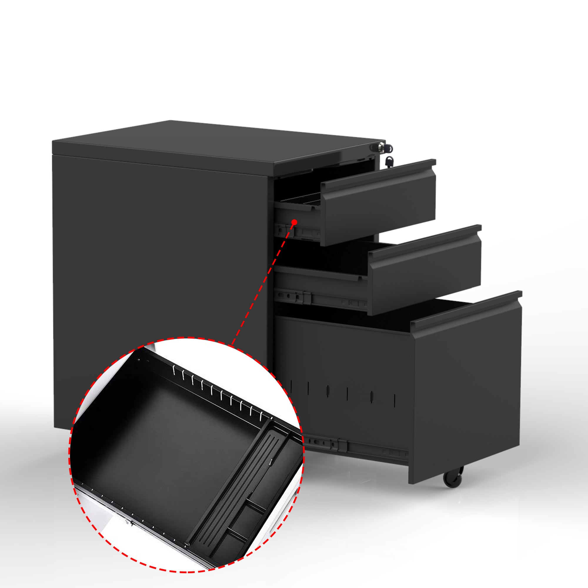 Metal File Cabinet With Lockable (Black)