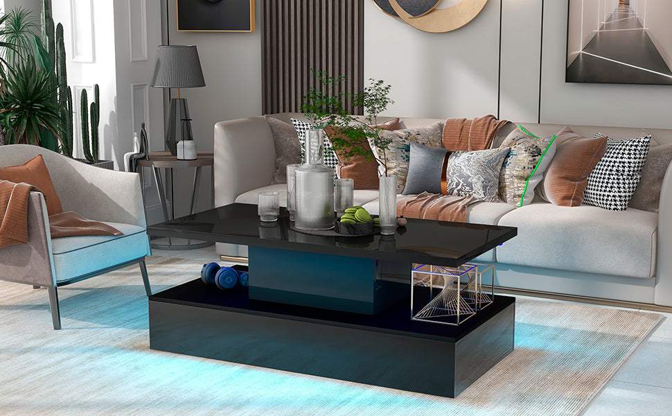 ON-TREND Coffee Table with LED Lighting (Black)