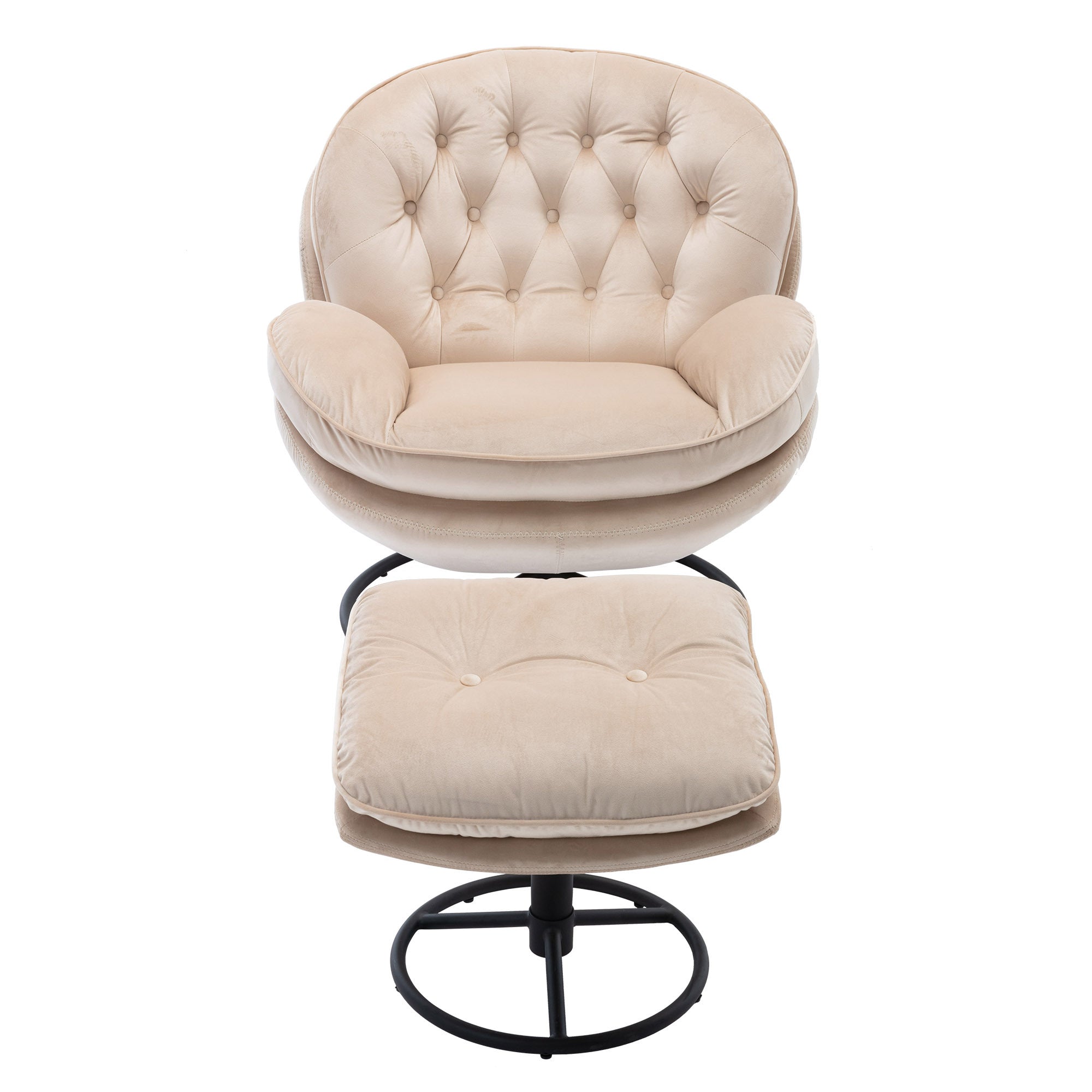 Accent Chair with Footrest (Beige)