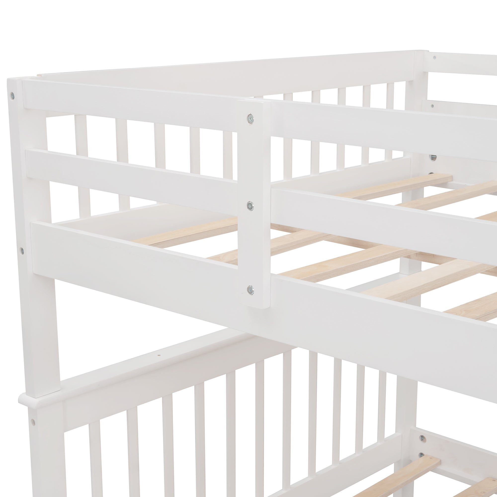 Stairway Full-Over-Full Bunk Bed with Twin size Trundle (White)