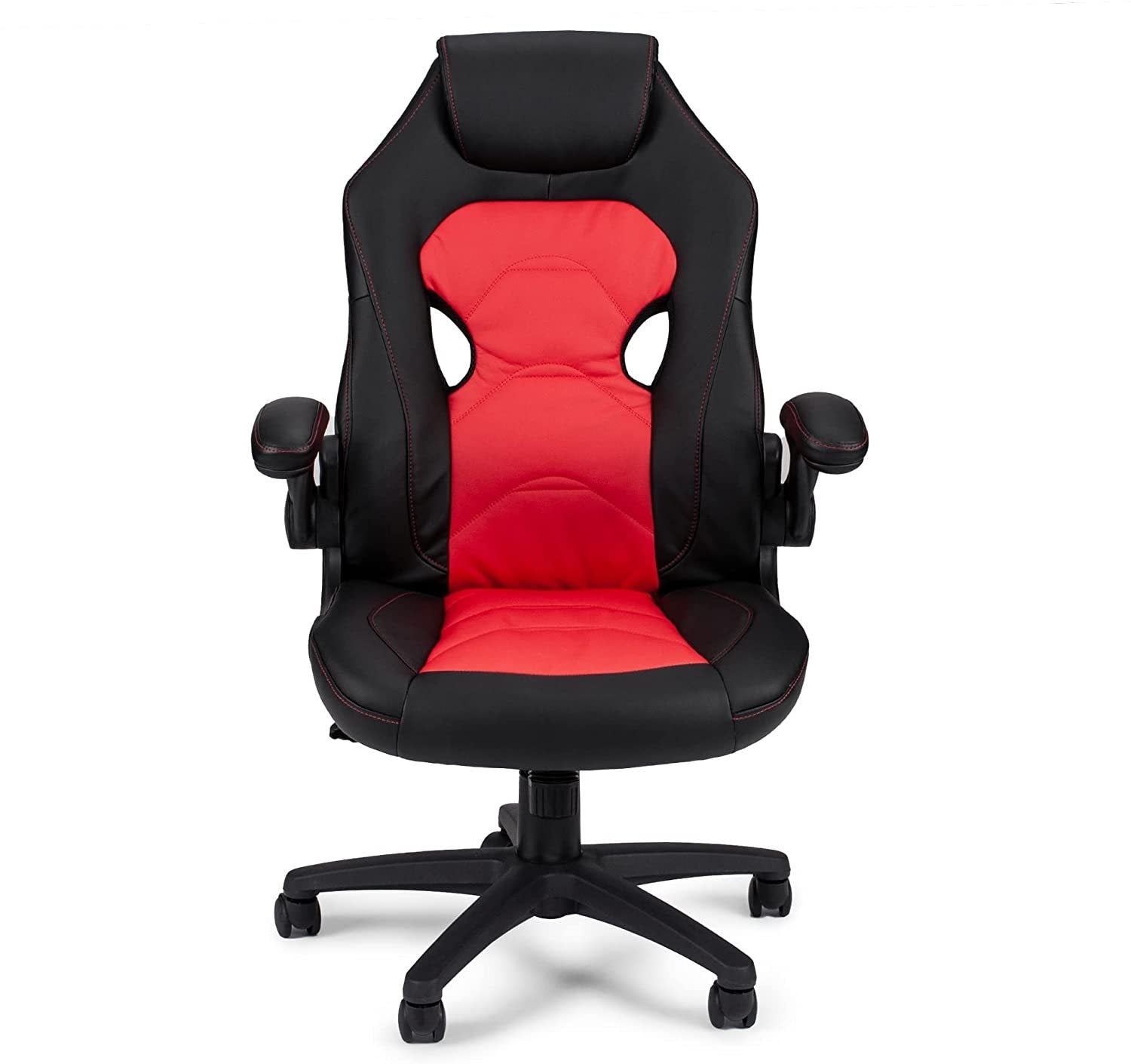 Office Chair Upholstered 1pc Cushioned Comfort Chair Relax Gaming Office Work (Red)