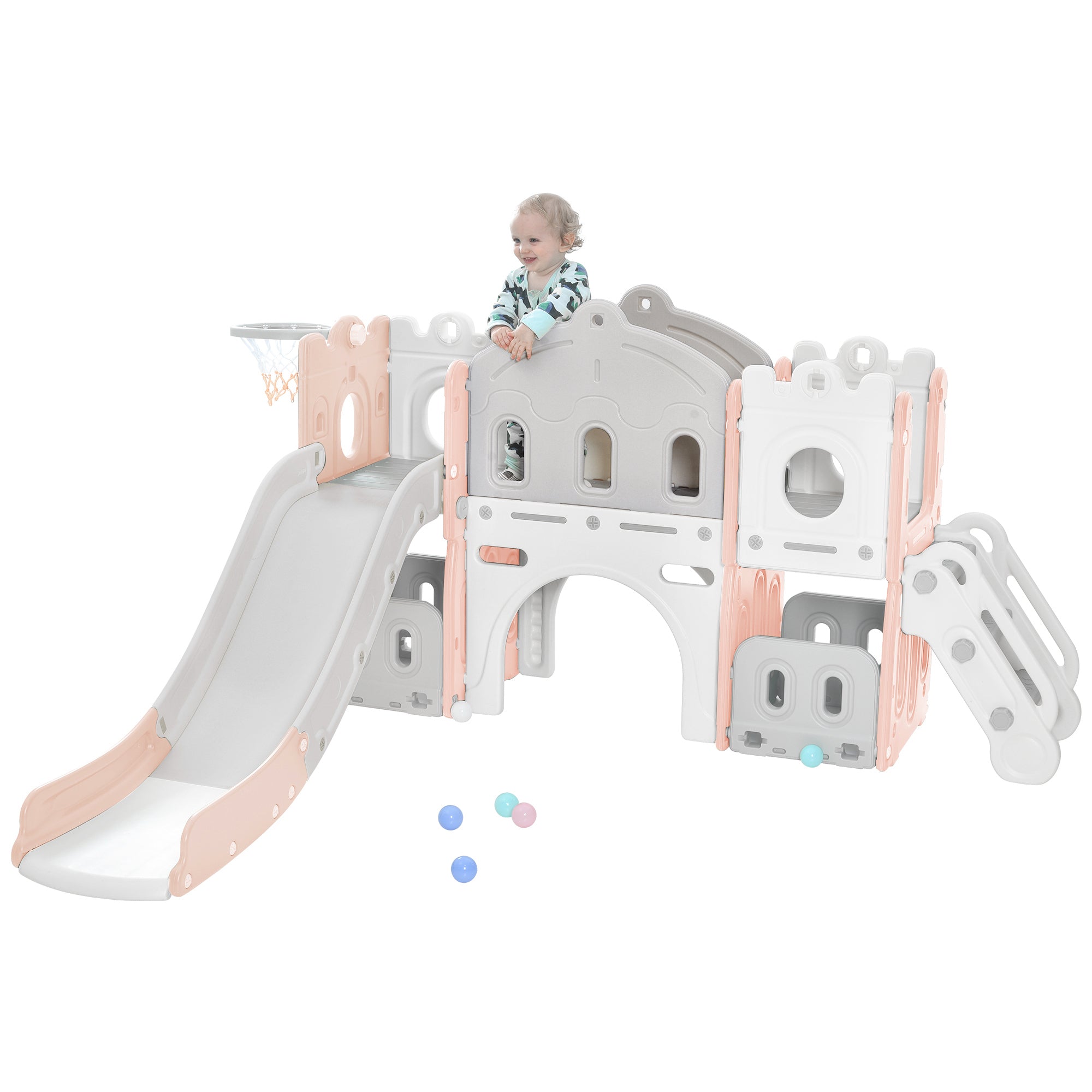 Kids Slide Playset Structure (Pink)