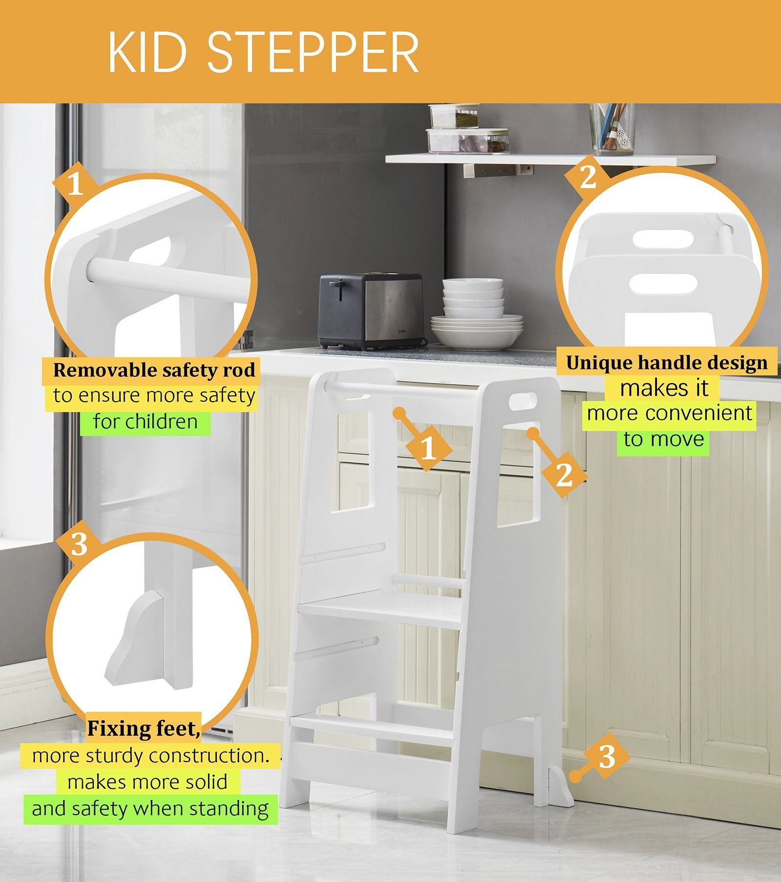 Kid's Wooden Kitchen Step Stool