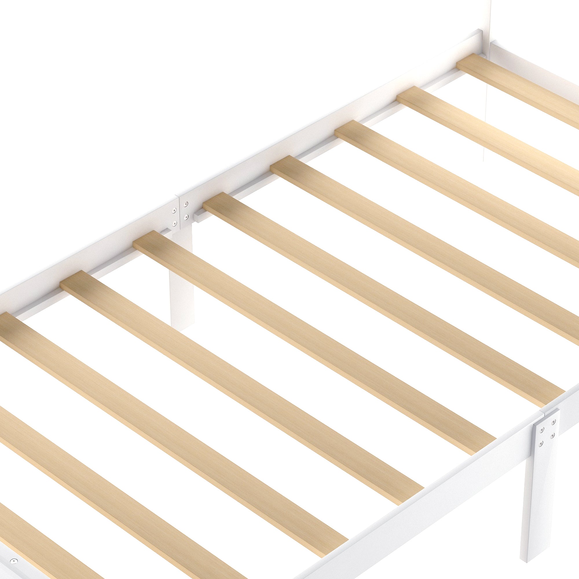 Twin Size Platform Bed with Under-bed Drawer (White)