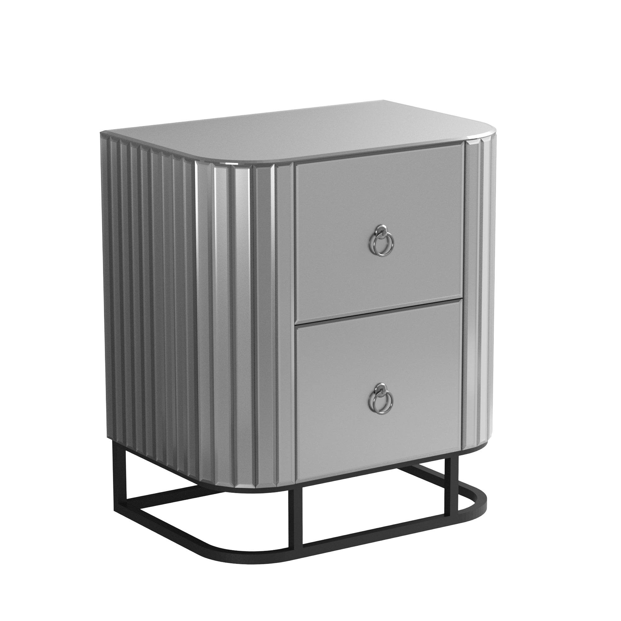 Strip Mirror Iron Bedside Table (Gray)
