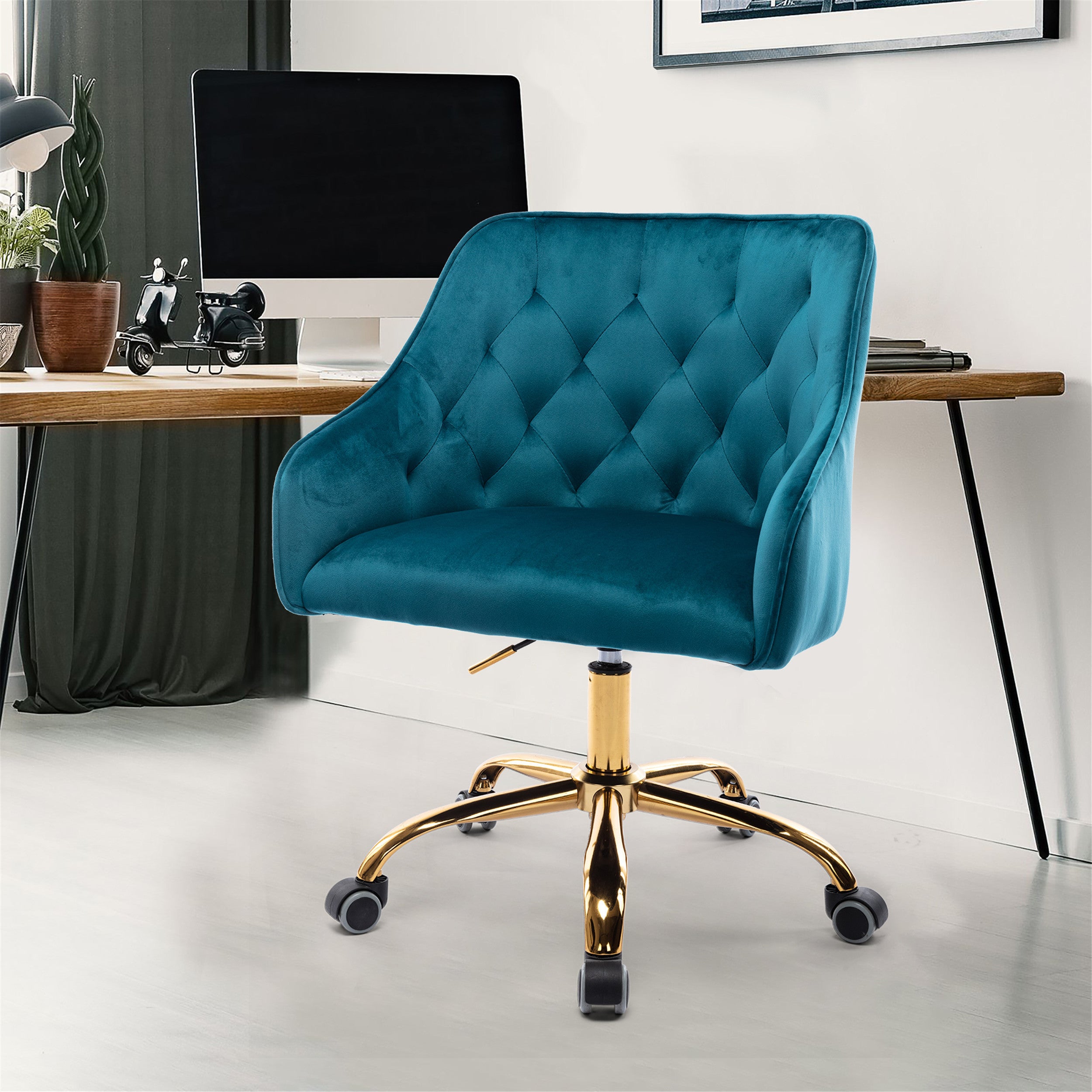 COOLMORE Shell Swivel Chair (Teal)