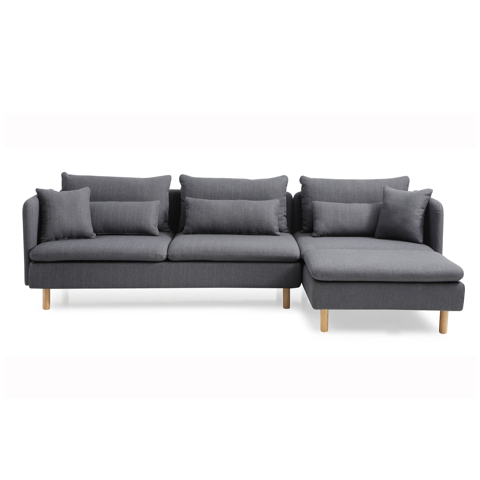 Convertible L-Shaped Chaise Sofa with Removable Cushion Gray Fabric