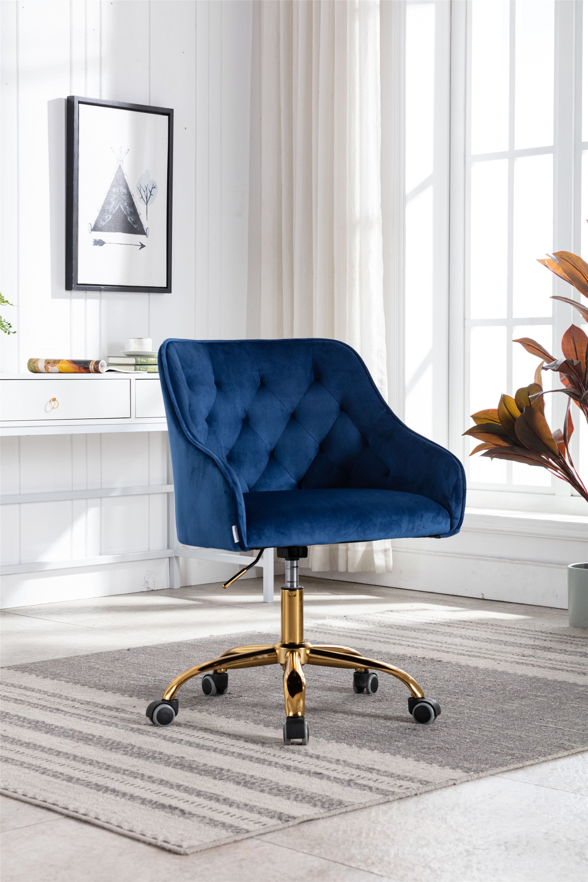 COOLMORE Shell Swivel Chair (Navy)