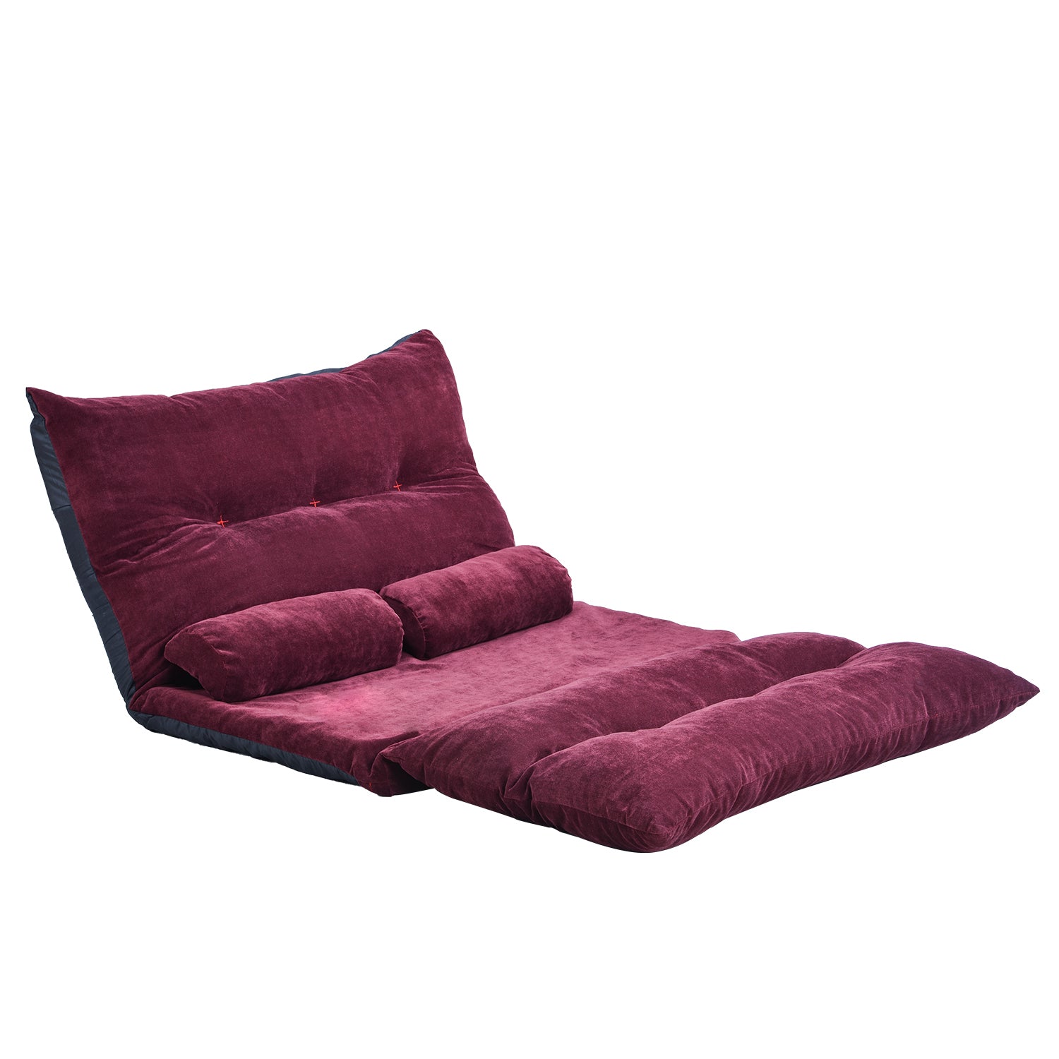 oliver. Lazy Sofa Adjustable Folding Futon Sofa with Two Pillows