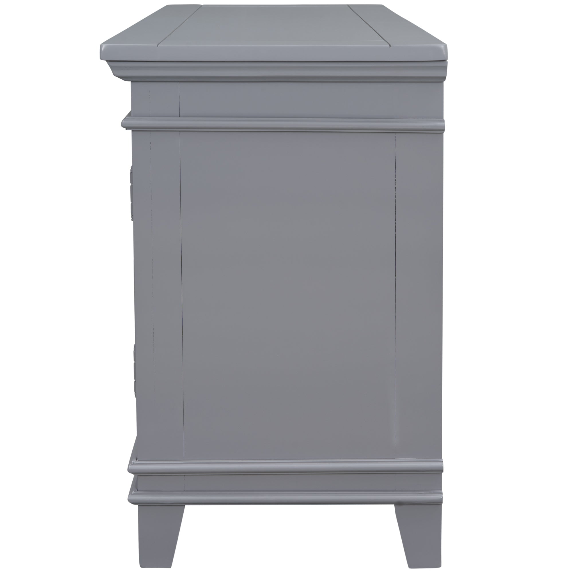 Accent Storage Cabinet Wooden Cabinet with Decorative Mirror Door (Gray)