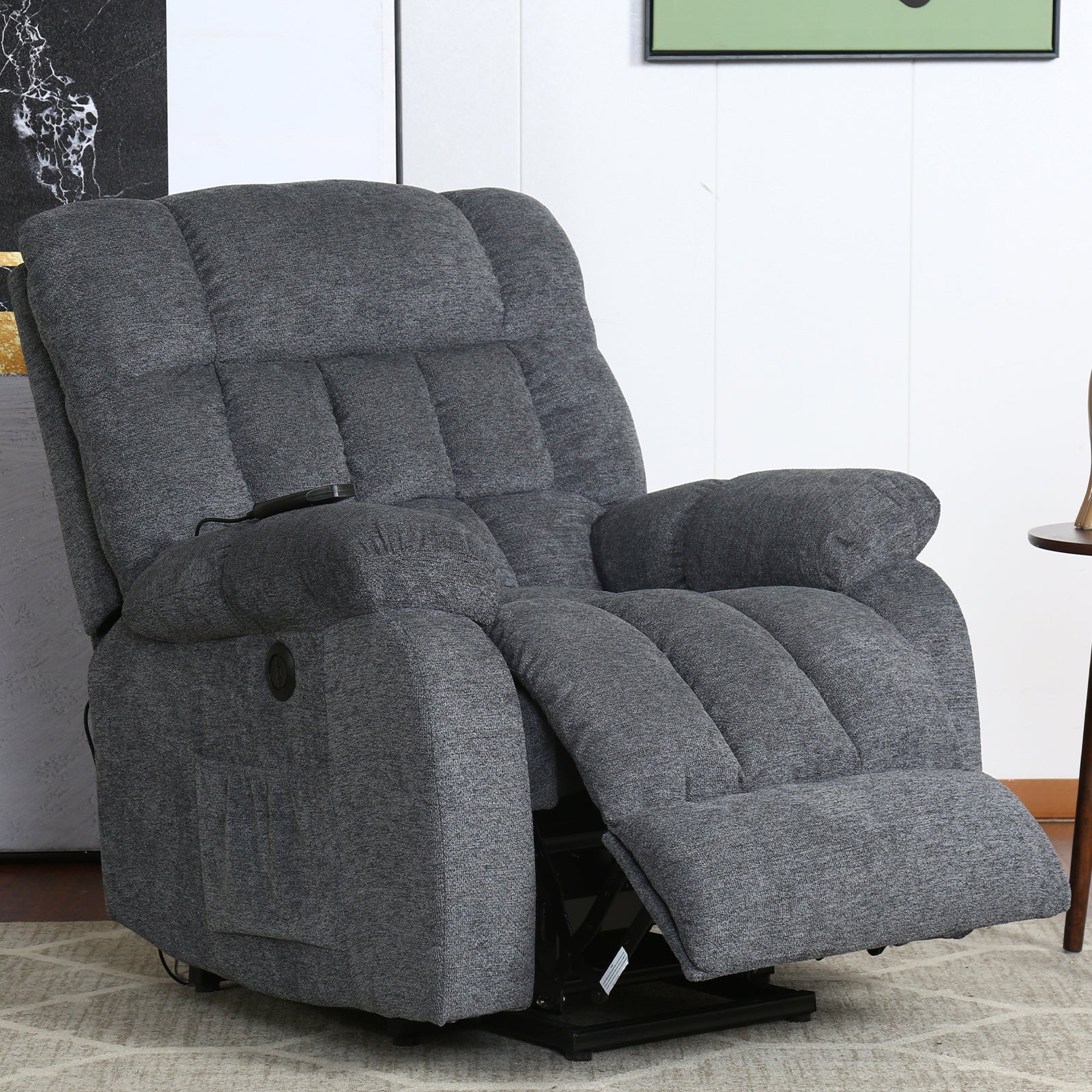 Electric Recliner With Heat & Massage (Navy Blue)