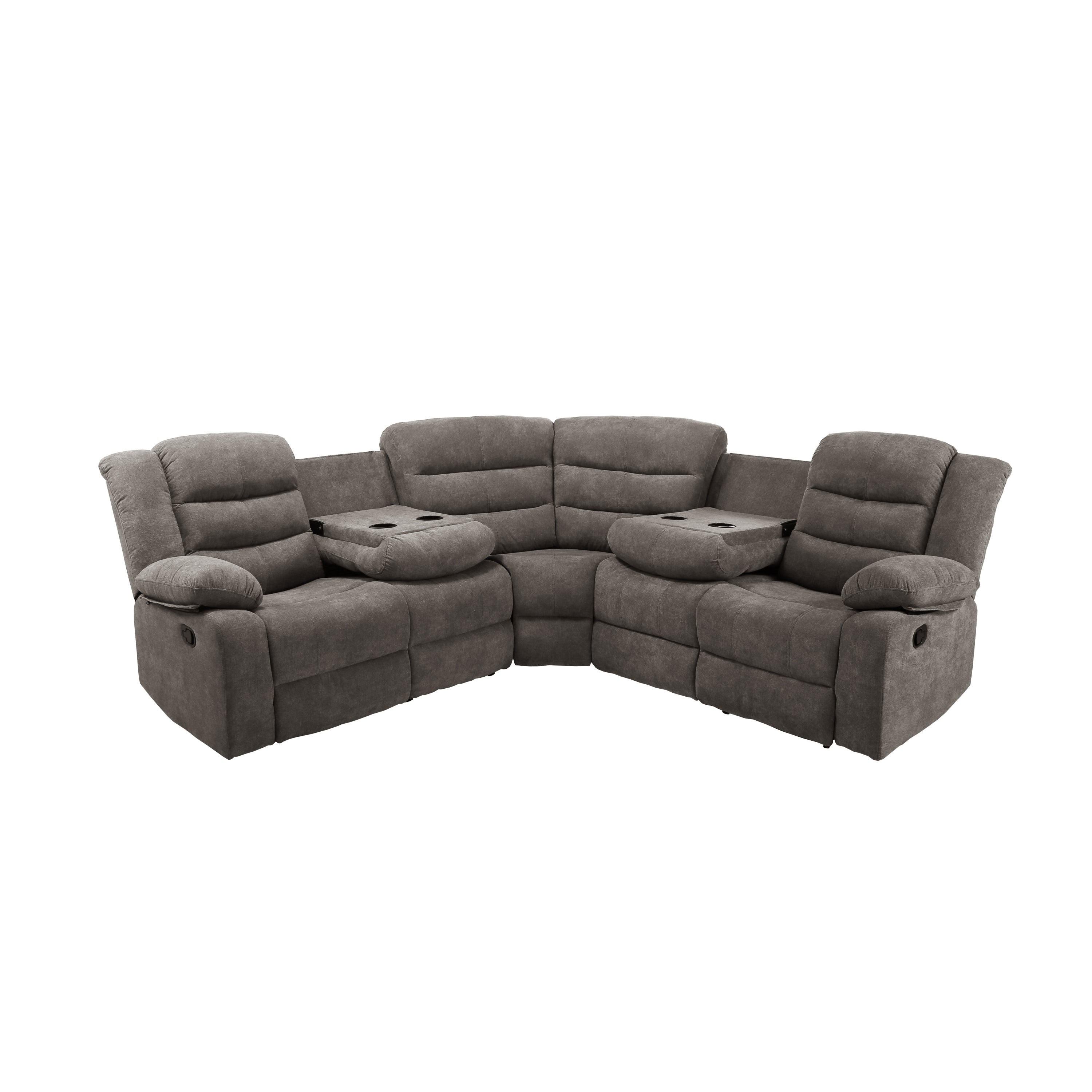 Sectional Manual Recliner Living Room Set (Gray)