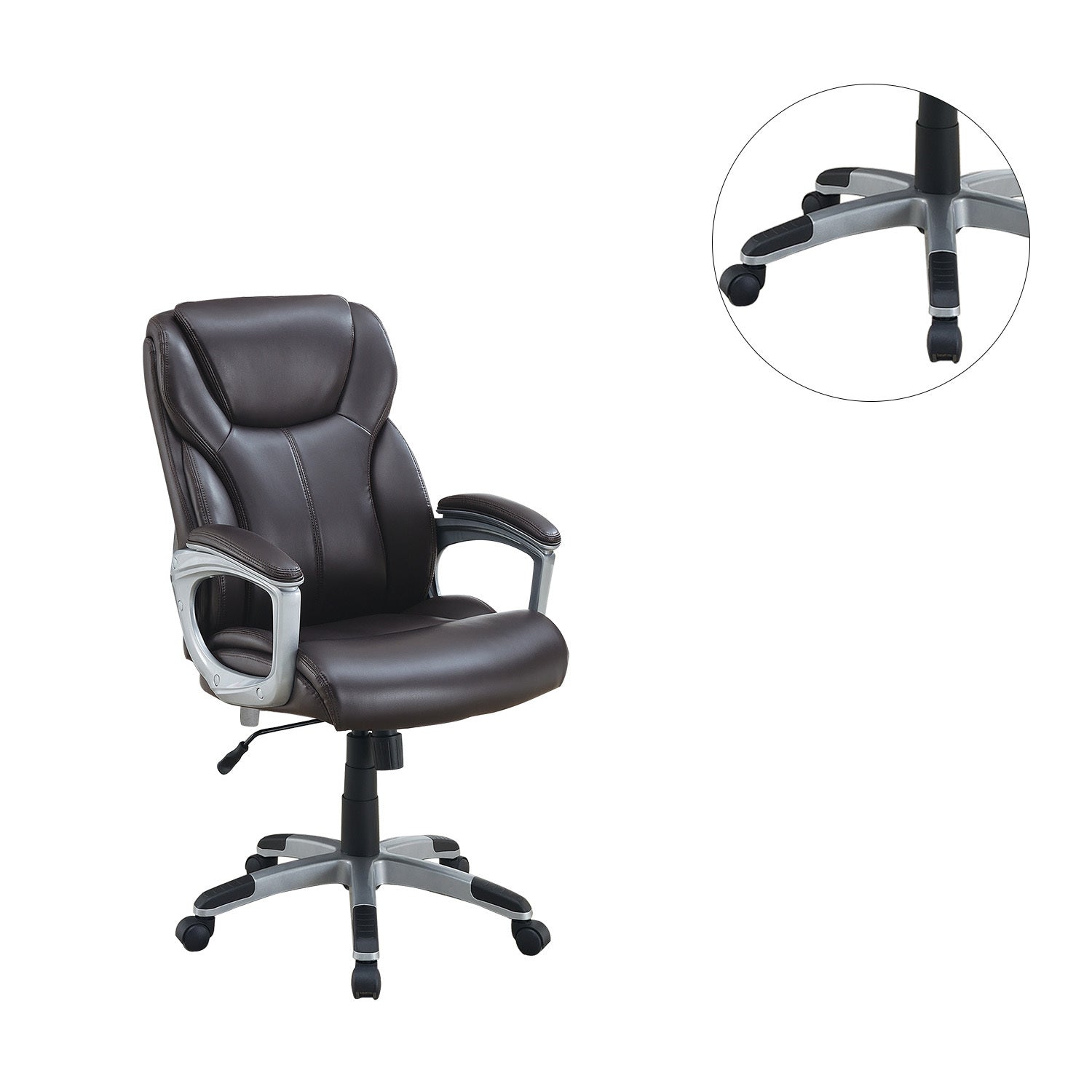 Adjustable Height Office Chair with PU Leather (Brown)