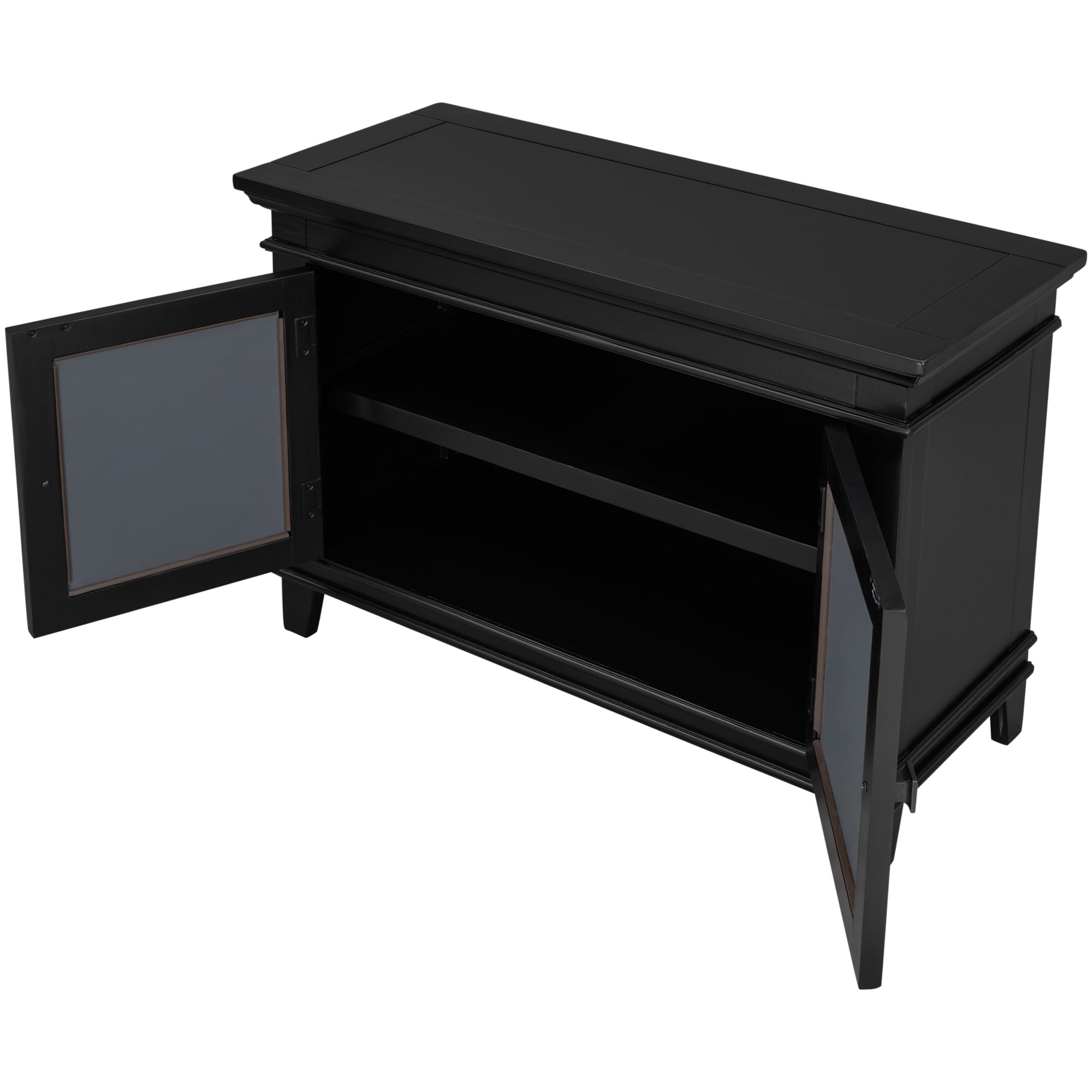 Accent Storage Cabinet Wooden Cabinet with Decorative Mirror Door (Black)