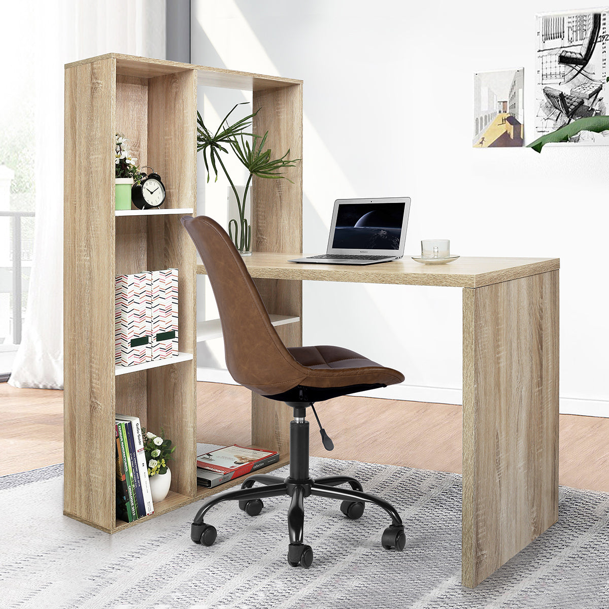 2 in 1 Computer Desk/ L-shape Desktop with Shelves