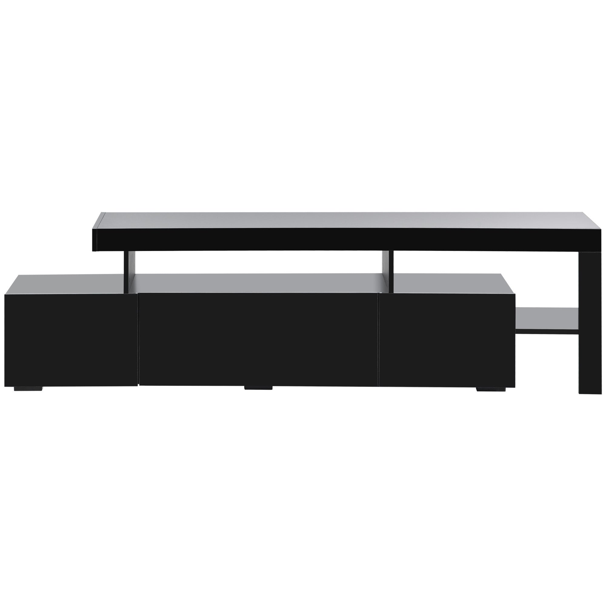 ON-TREND Contemporary TV Cabinet with LED Lights Up to 70 Inch TV (Black)