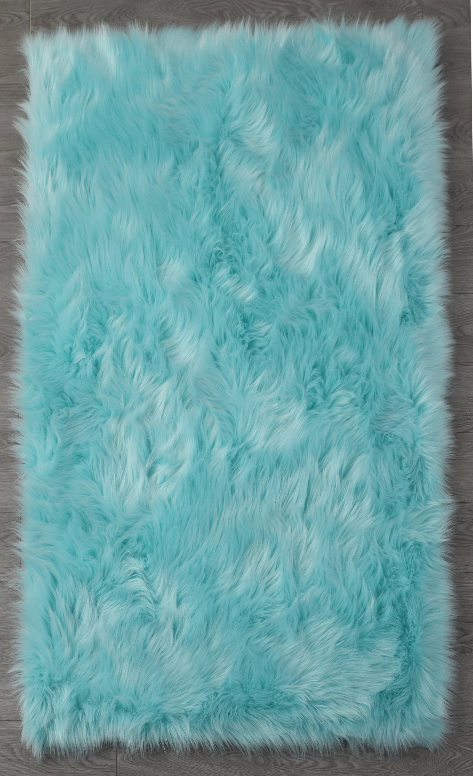 6' x 4' Cozy Collection Ultra Soft Fluffy Faux Fur Sheepskin Area Rug (Teal)