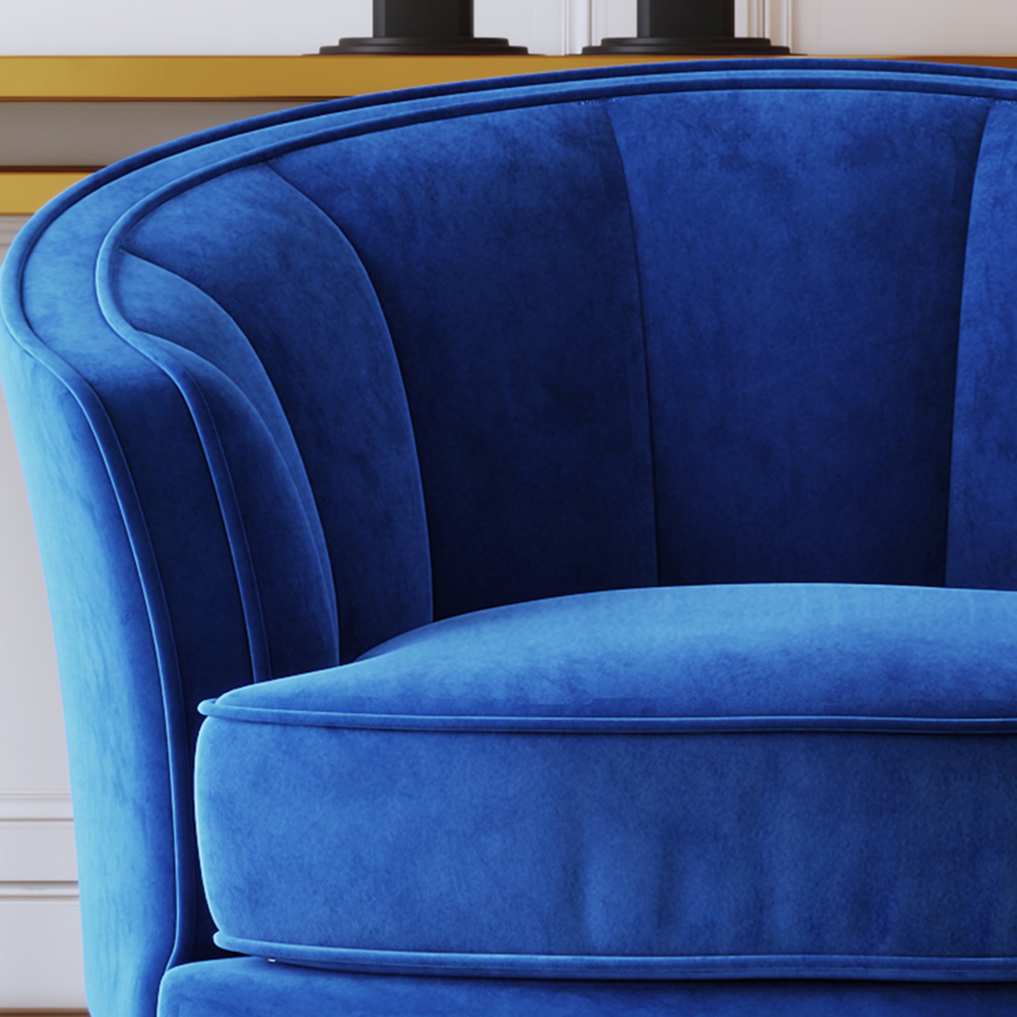 Modern Velvet Accent Bucket Chair (Blue)