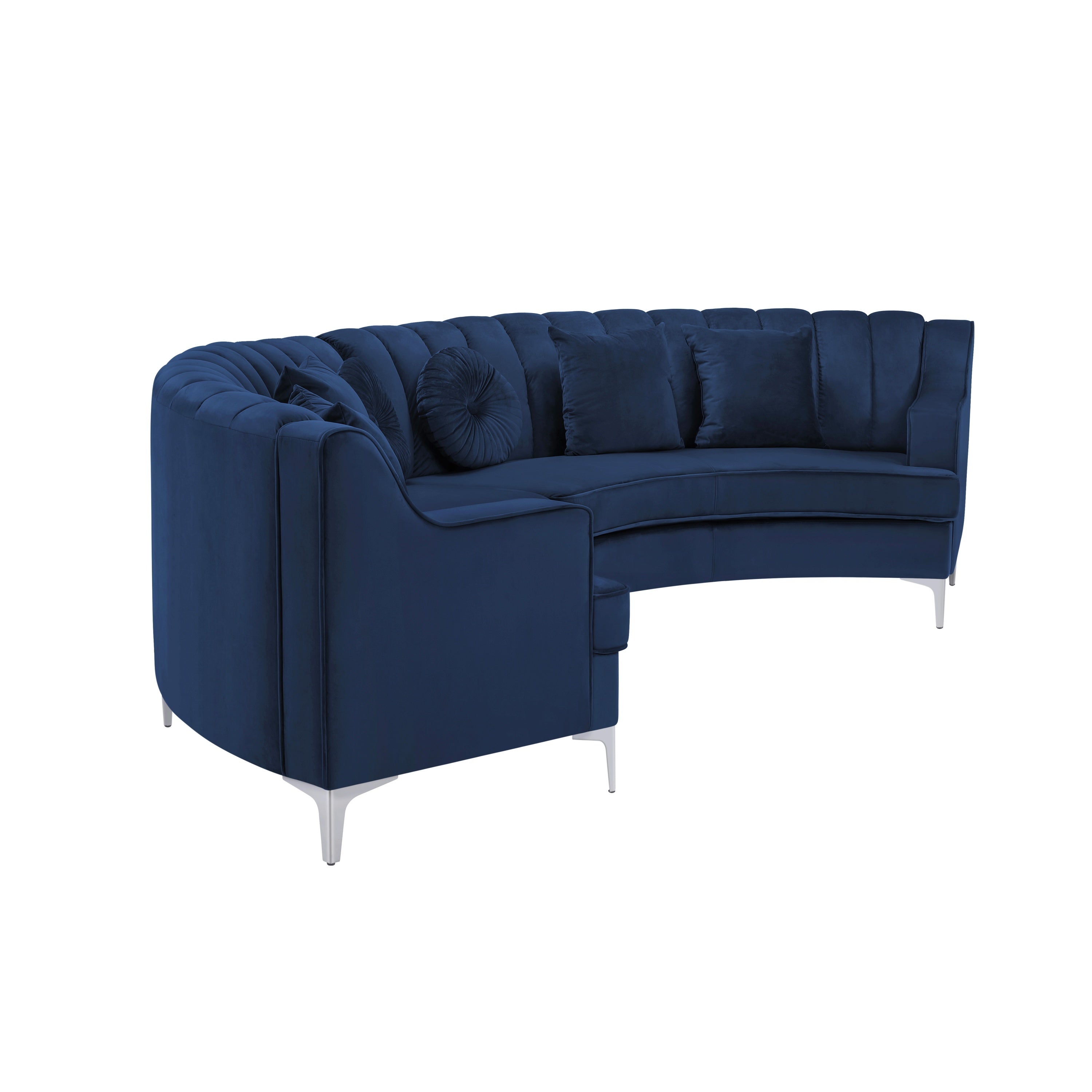 Curved Symmetrical Modular Sofa Navy Blue Velvet