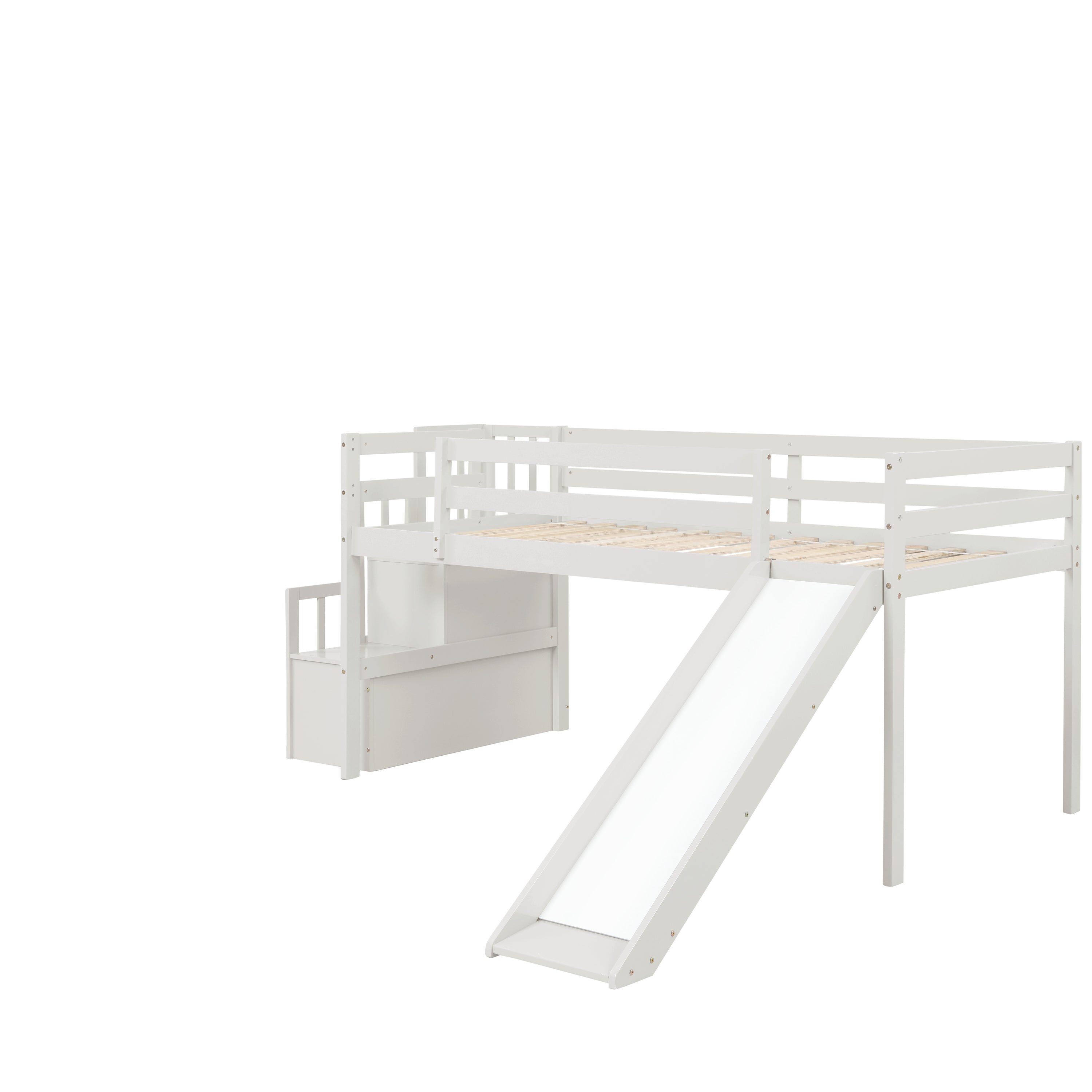 Loft Bed with Staircase (White)