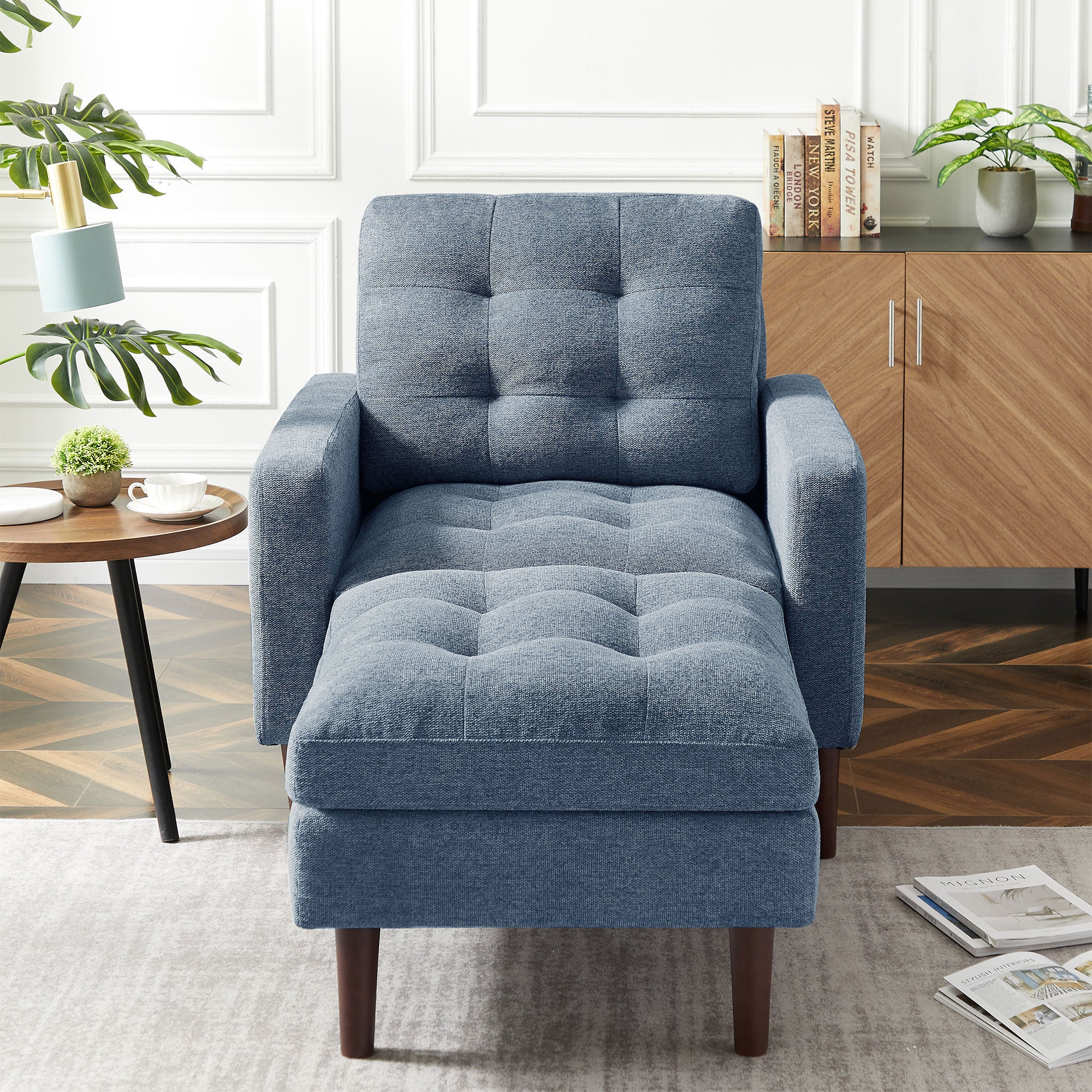 Welike Modern Fabric Single Sofa Chair (Blue)