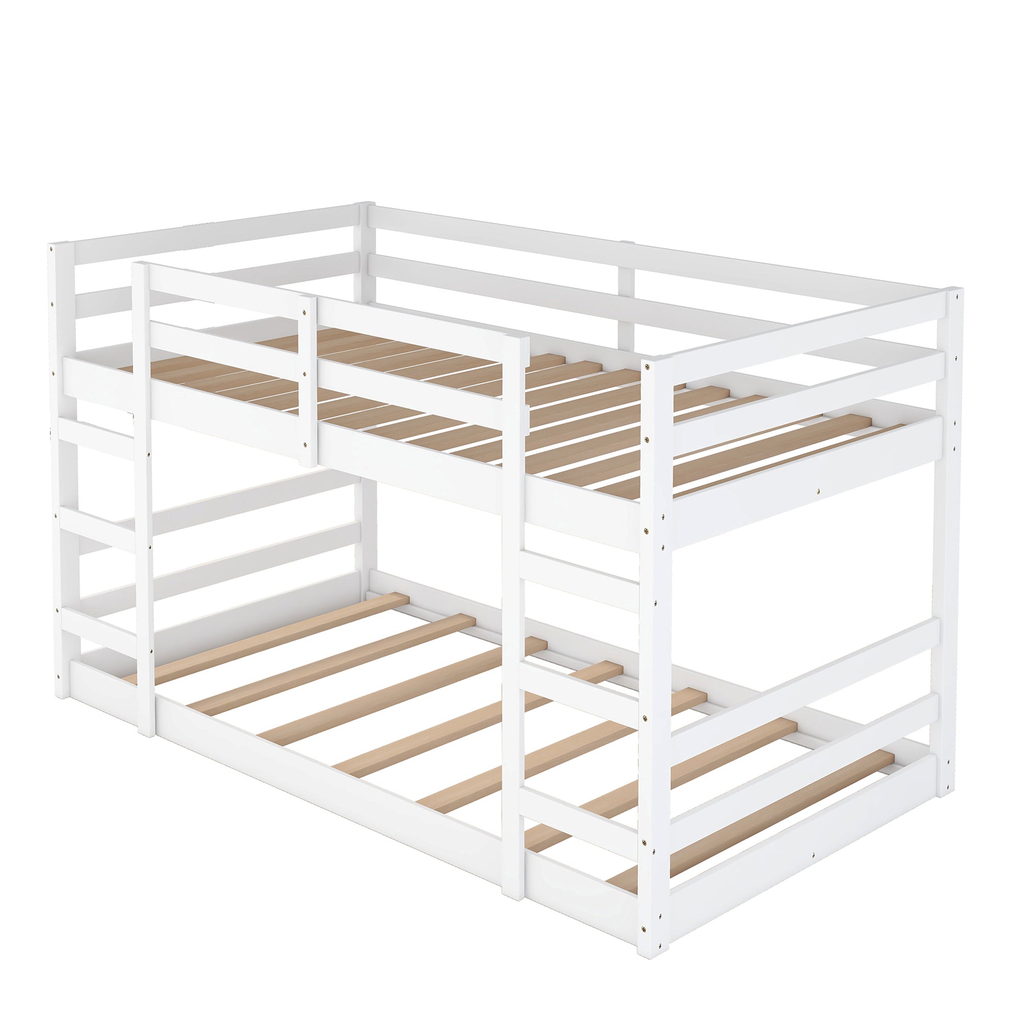 Twin Over Twin Bunk Bed with Ladder (White)