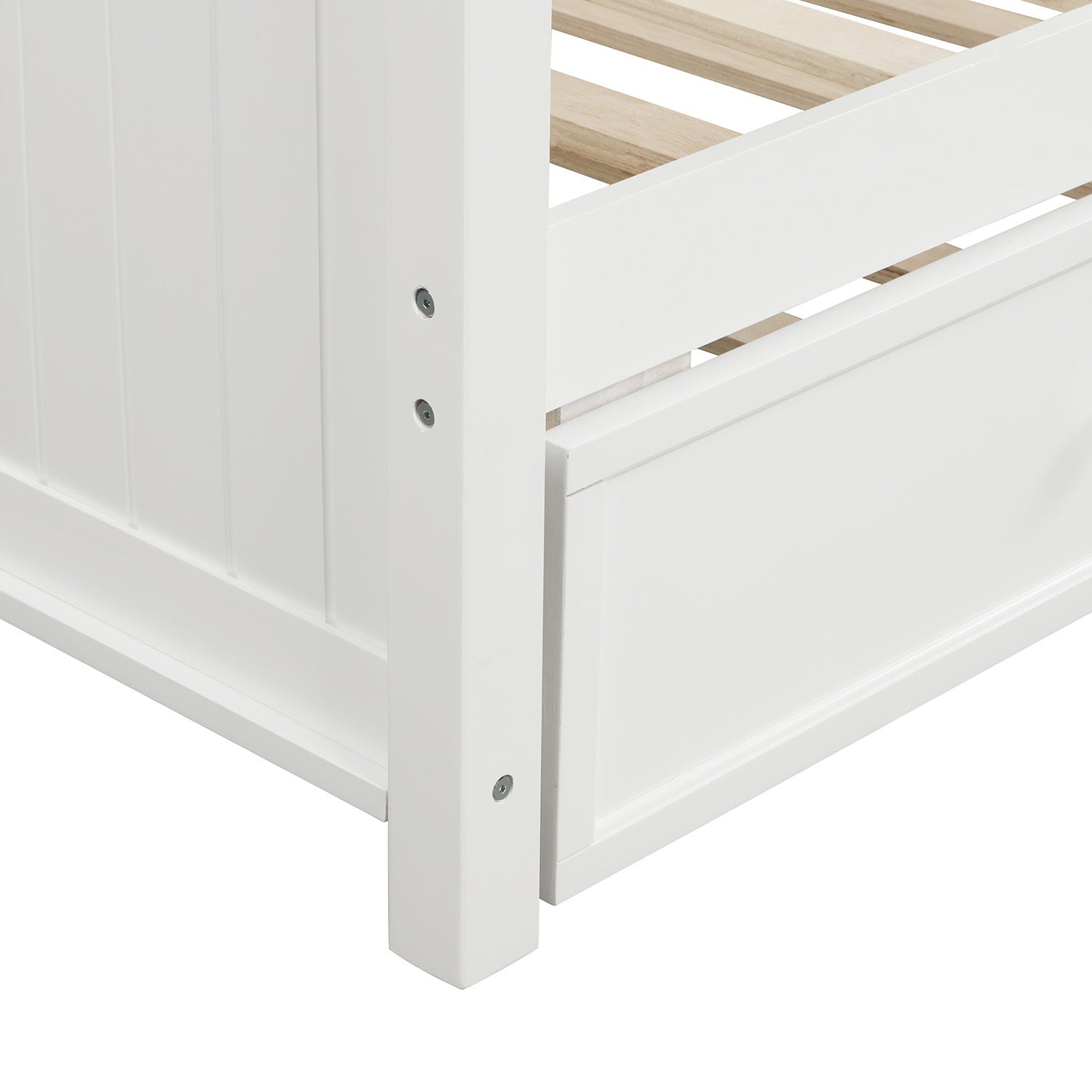 Twin Size Wood Daybed with Twin Size Trundle (White)
