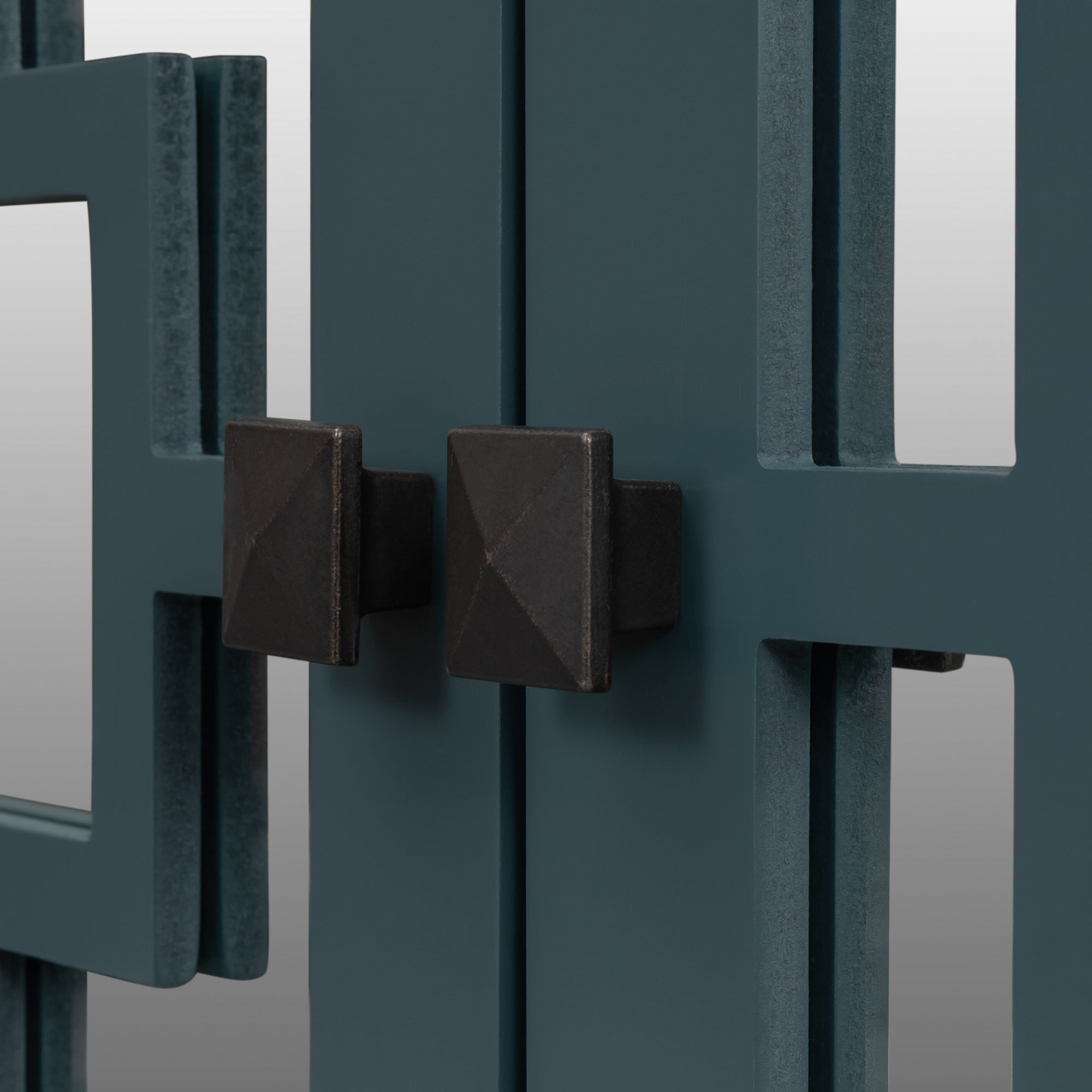 Accent Storage Cabinet Wooden Cabinet with Decorative Mirror Door (Blue)